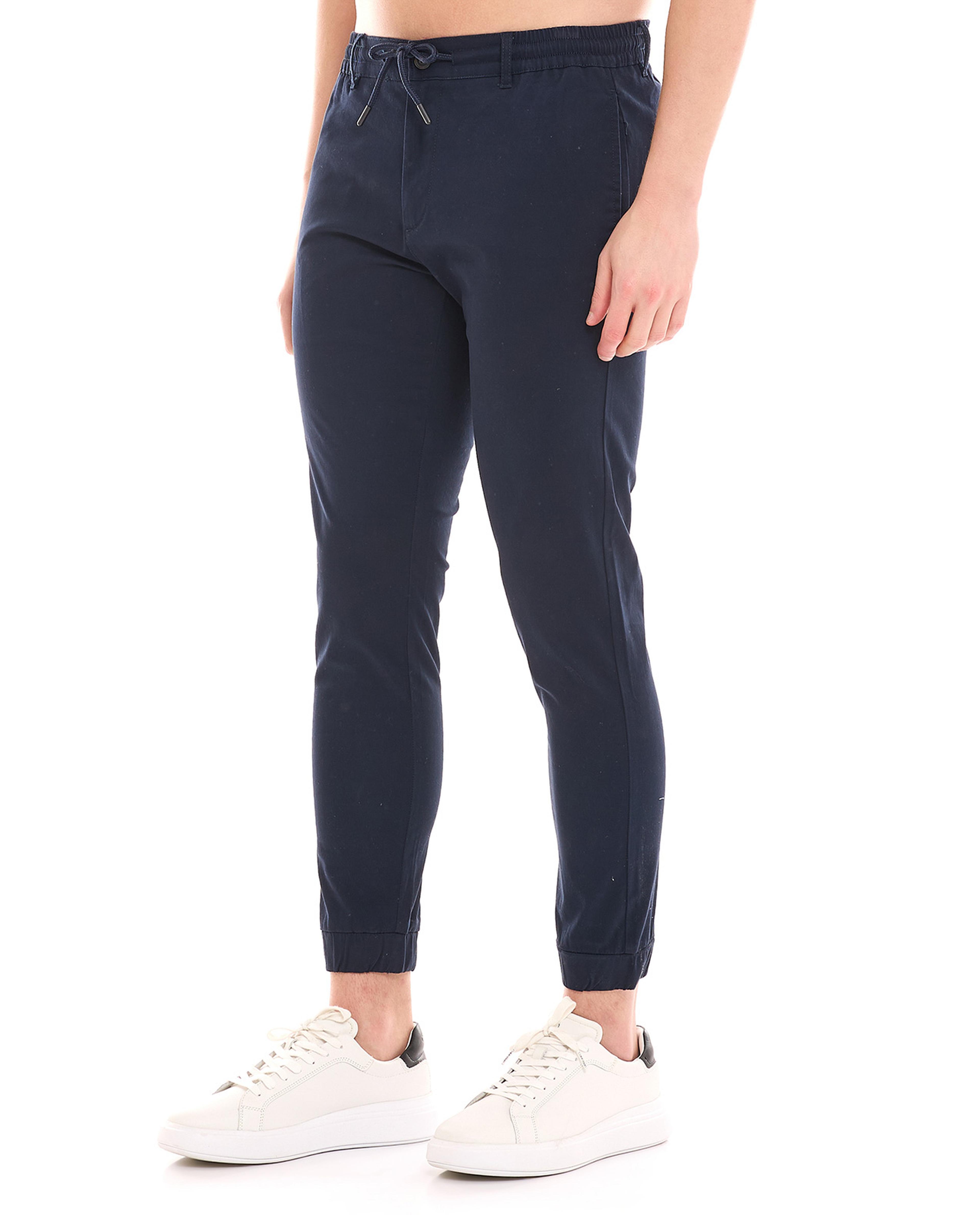 Solid Jogger Pants with Drawstring Waist