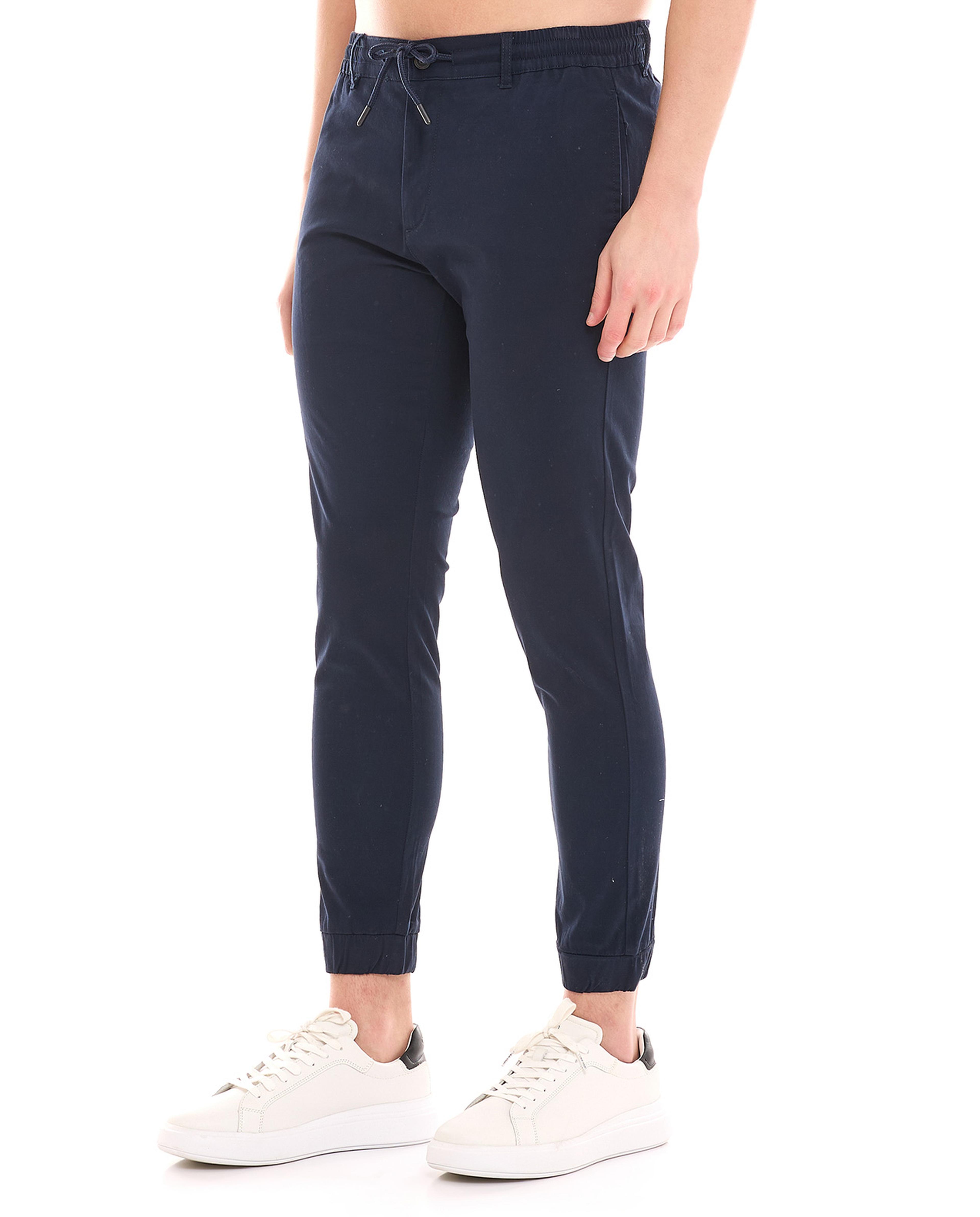 Solid Jogger Pants with Drawstring Waist