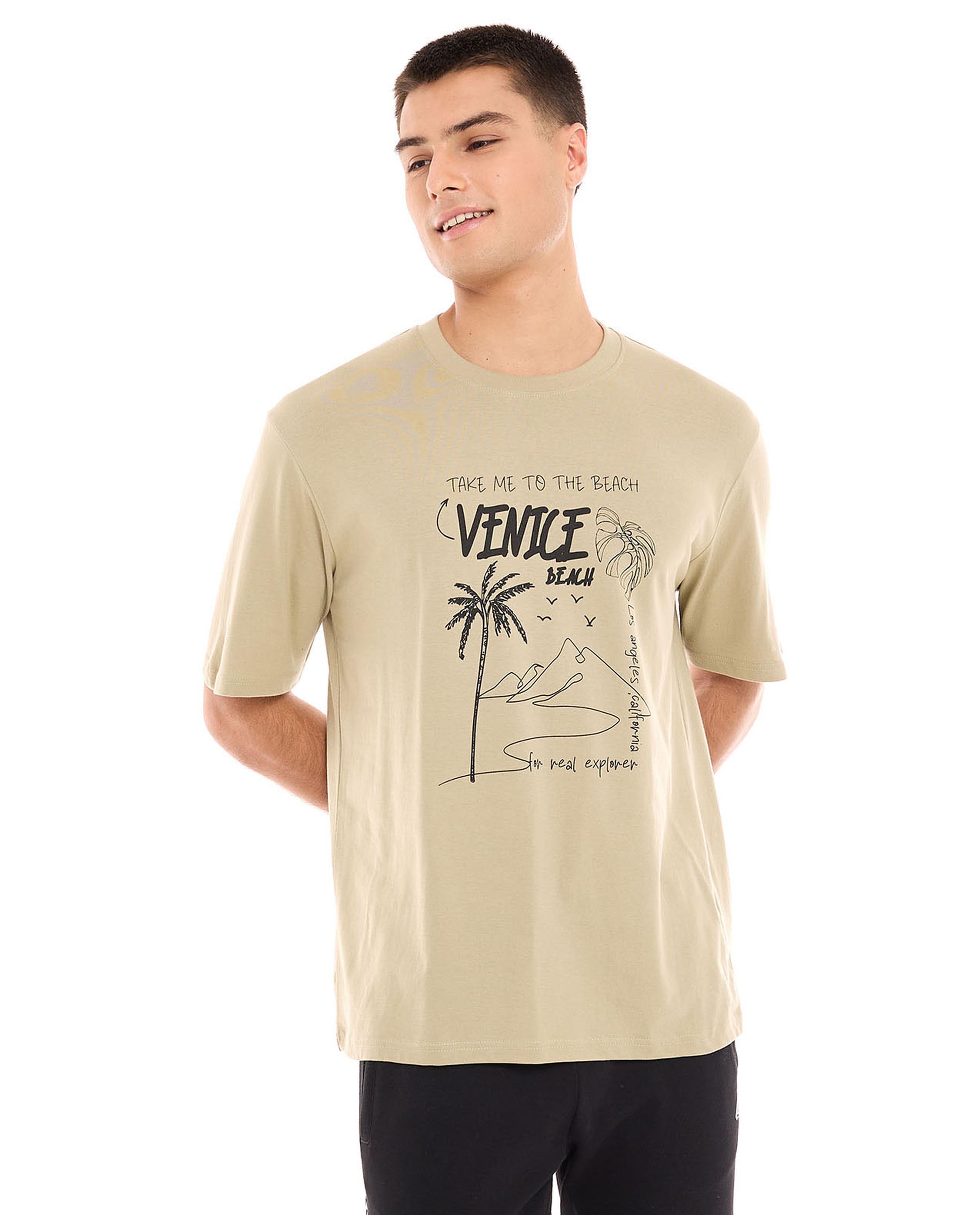 Graphic Print  T-Shirt with Crew Neck and Short Sleeves