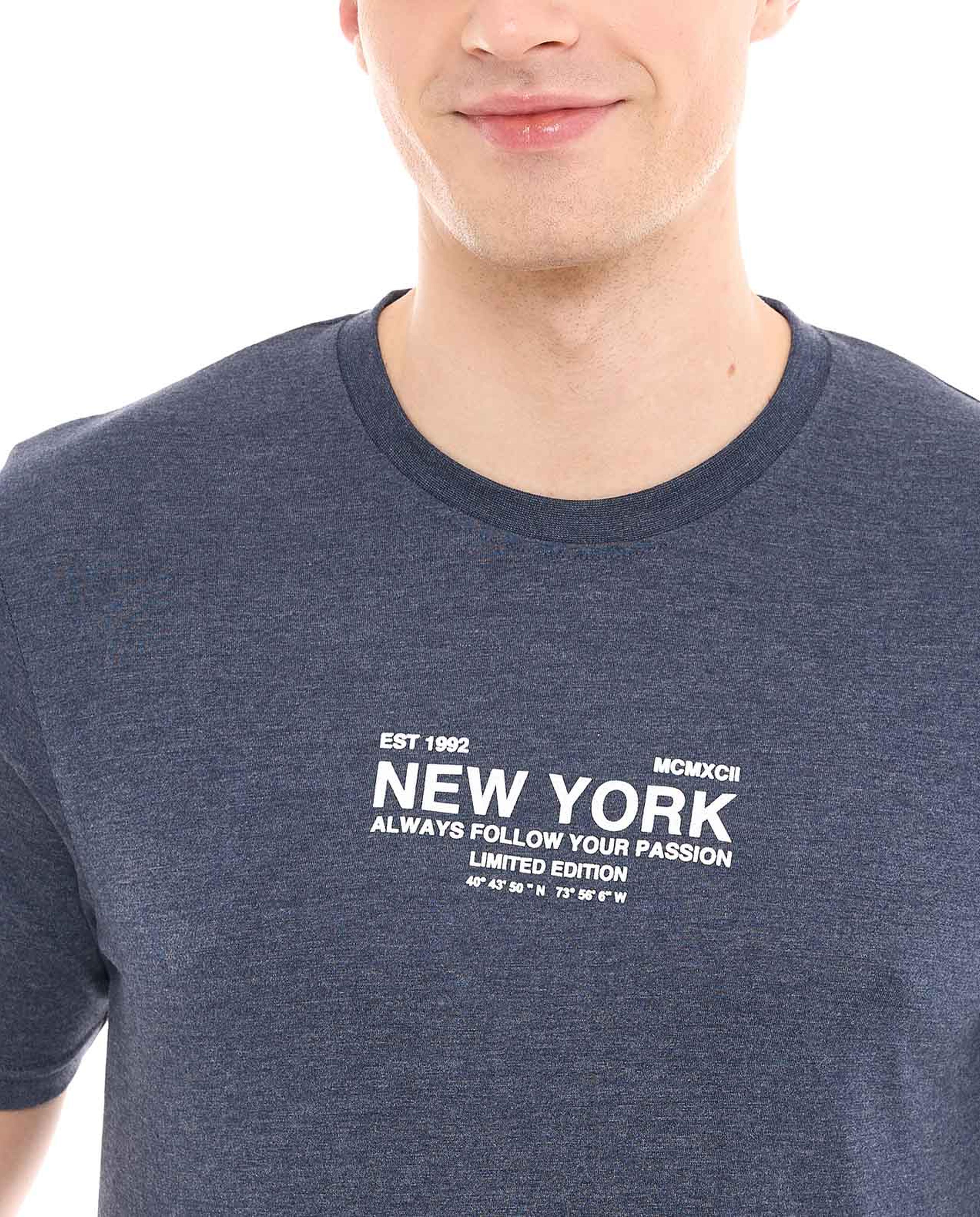 Typography Print T-Shirt with Crew Neck and Short Sleeves