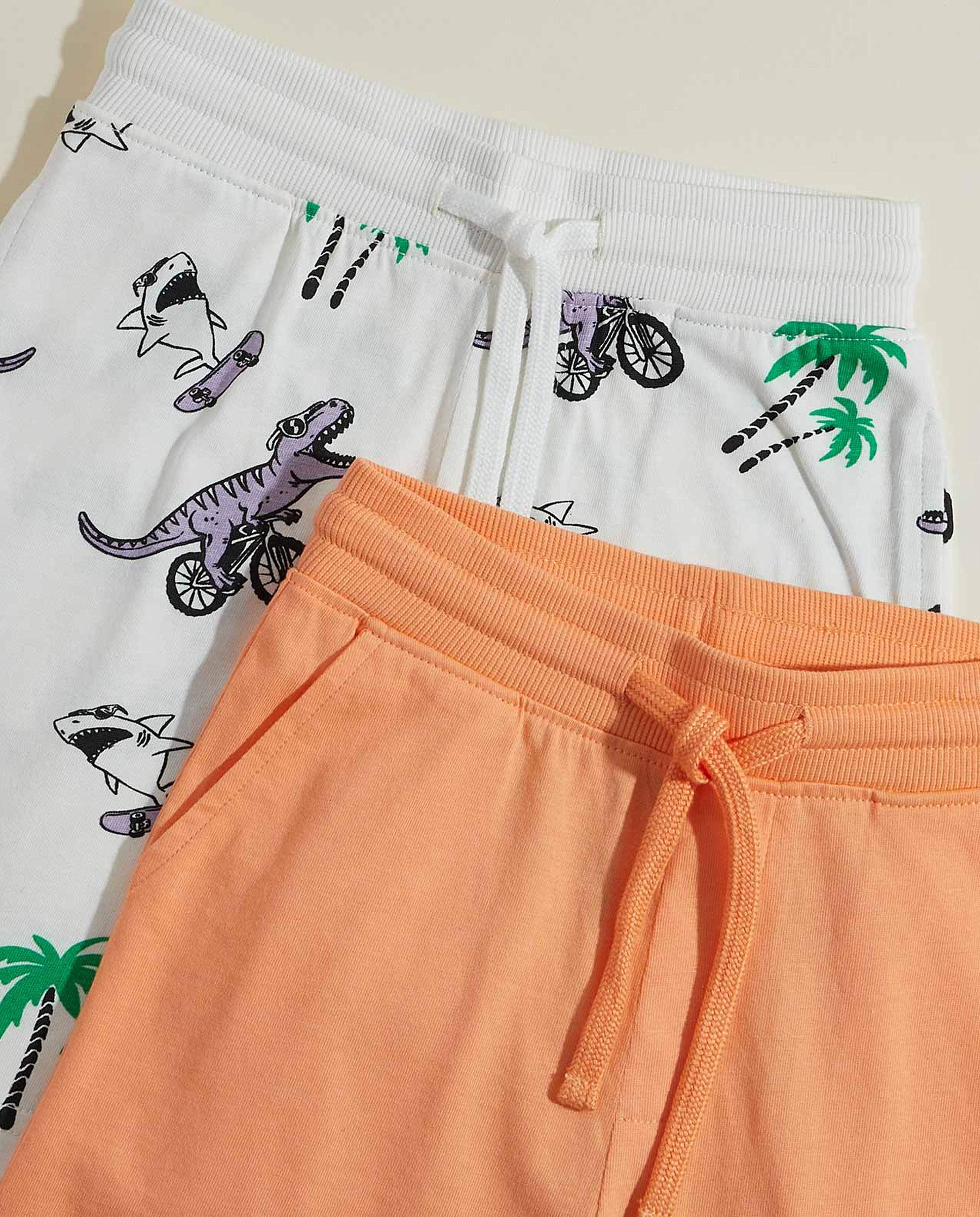 2 Pack Printed Shorts with Drawstring Waist
