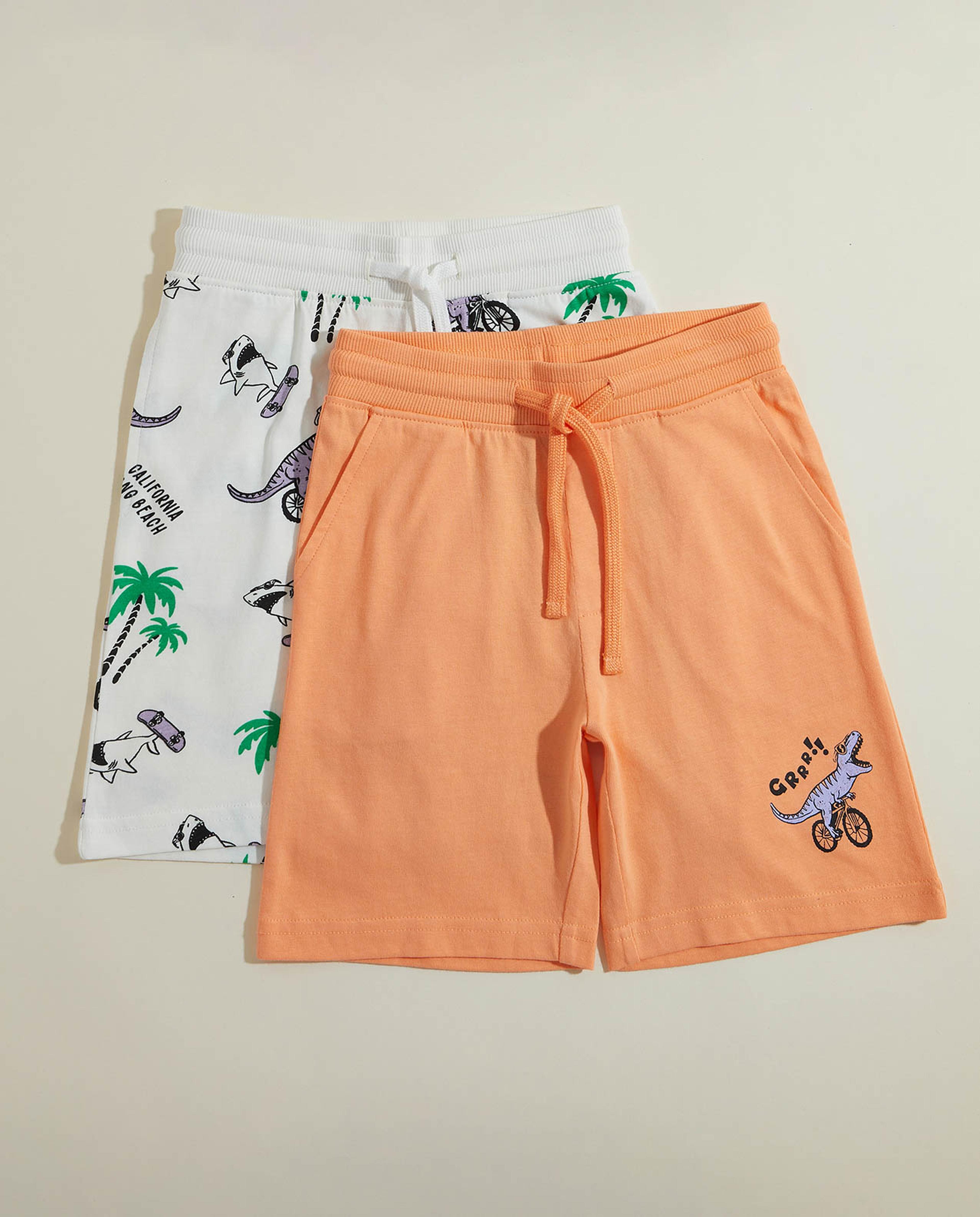 2 Pack Printed Shorts with Drawstring Waist