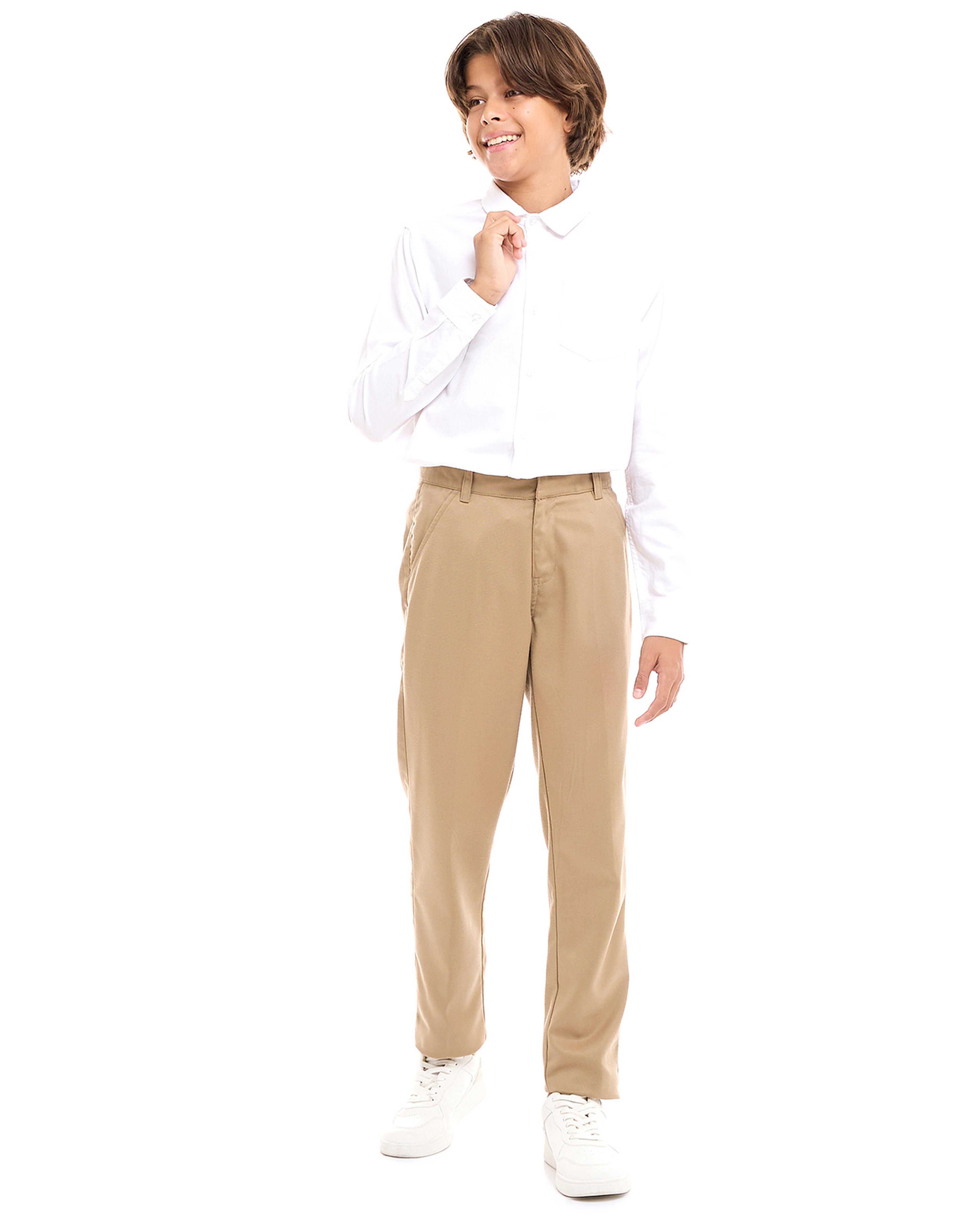 Solid Shirt with Classic Collar and Long Sleeves