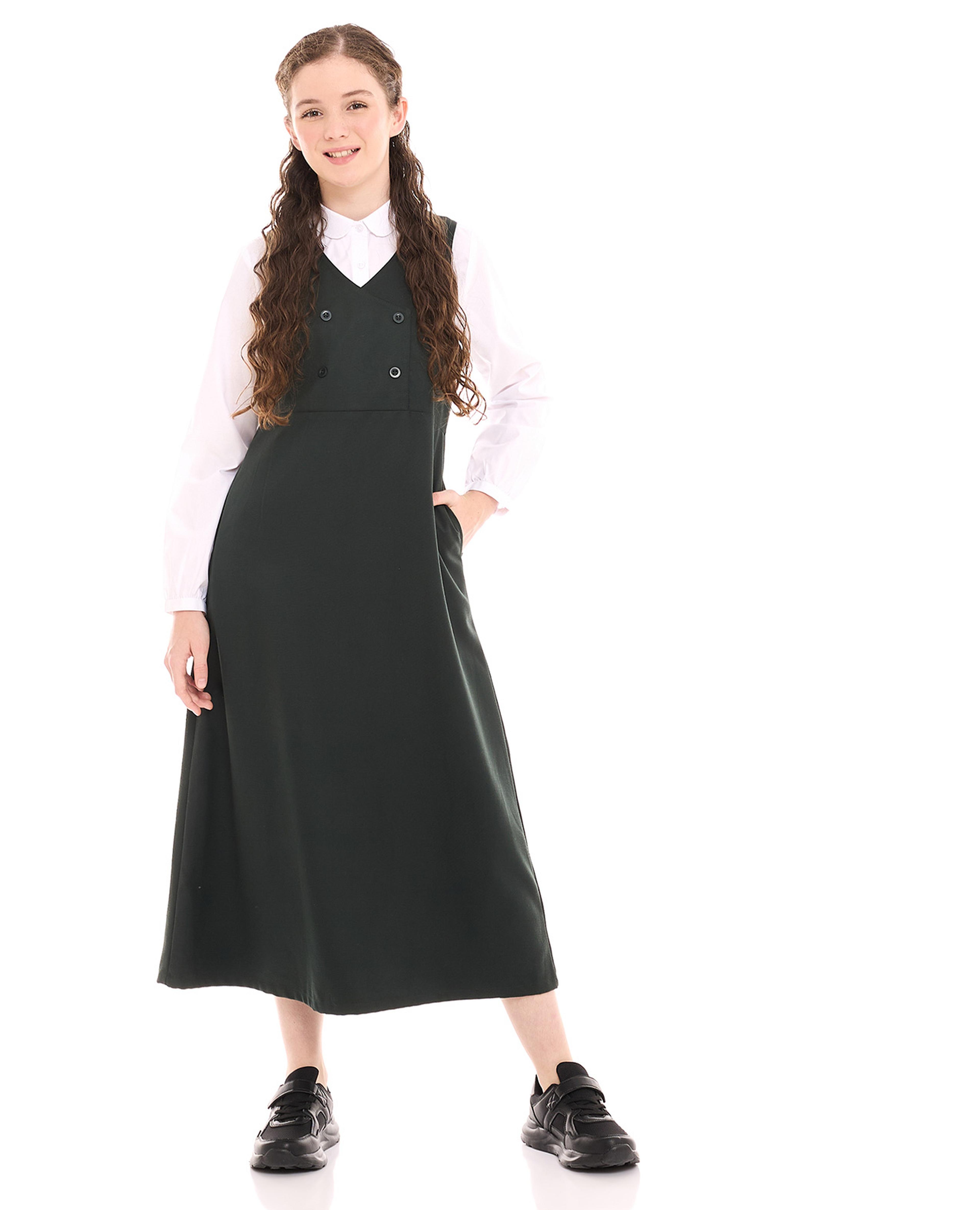 Solid Pinafore Dress