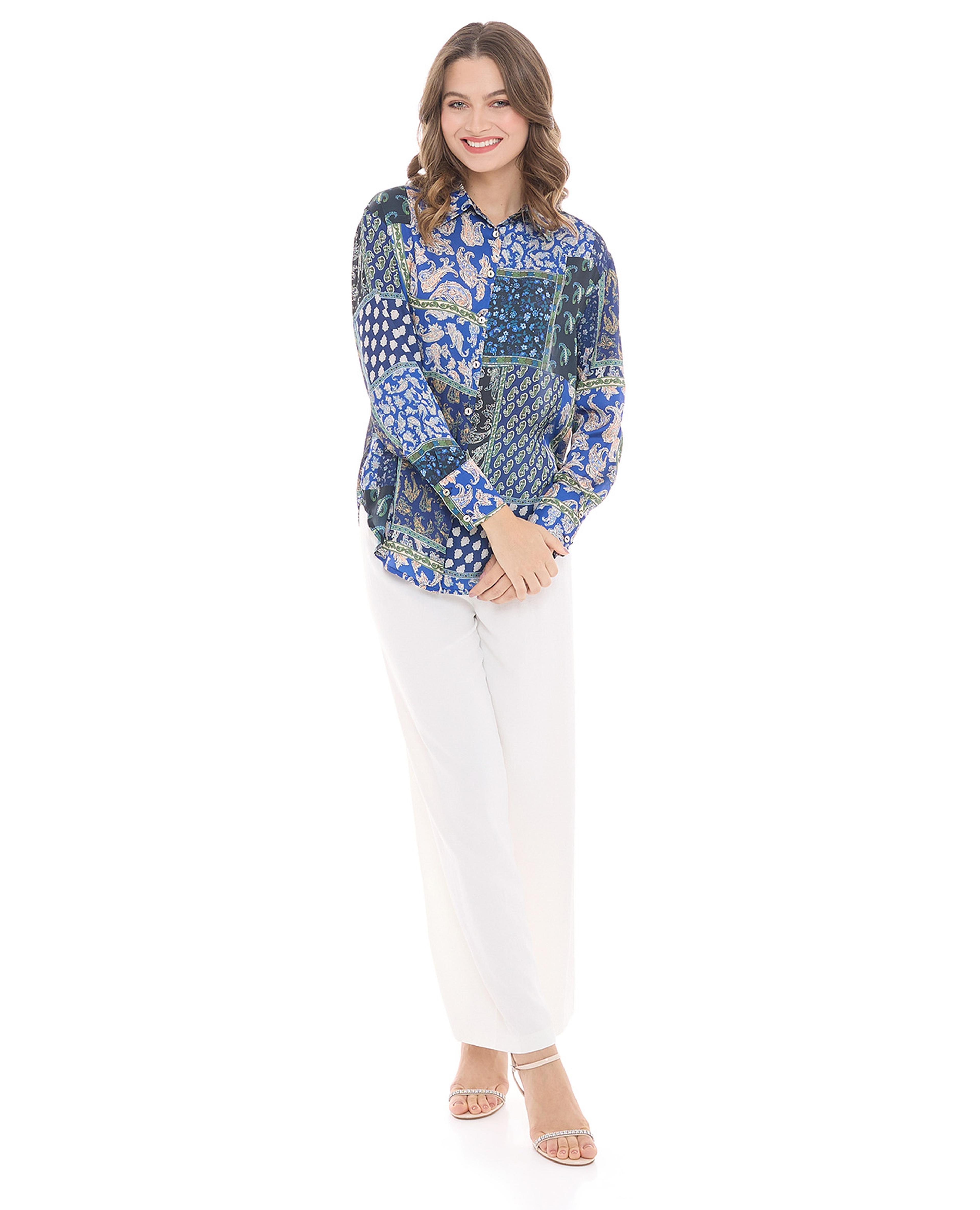 بنطال واسع بخصر مطاطي