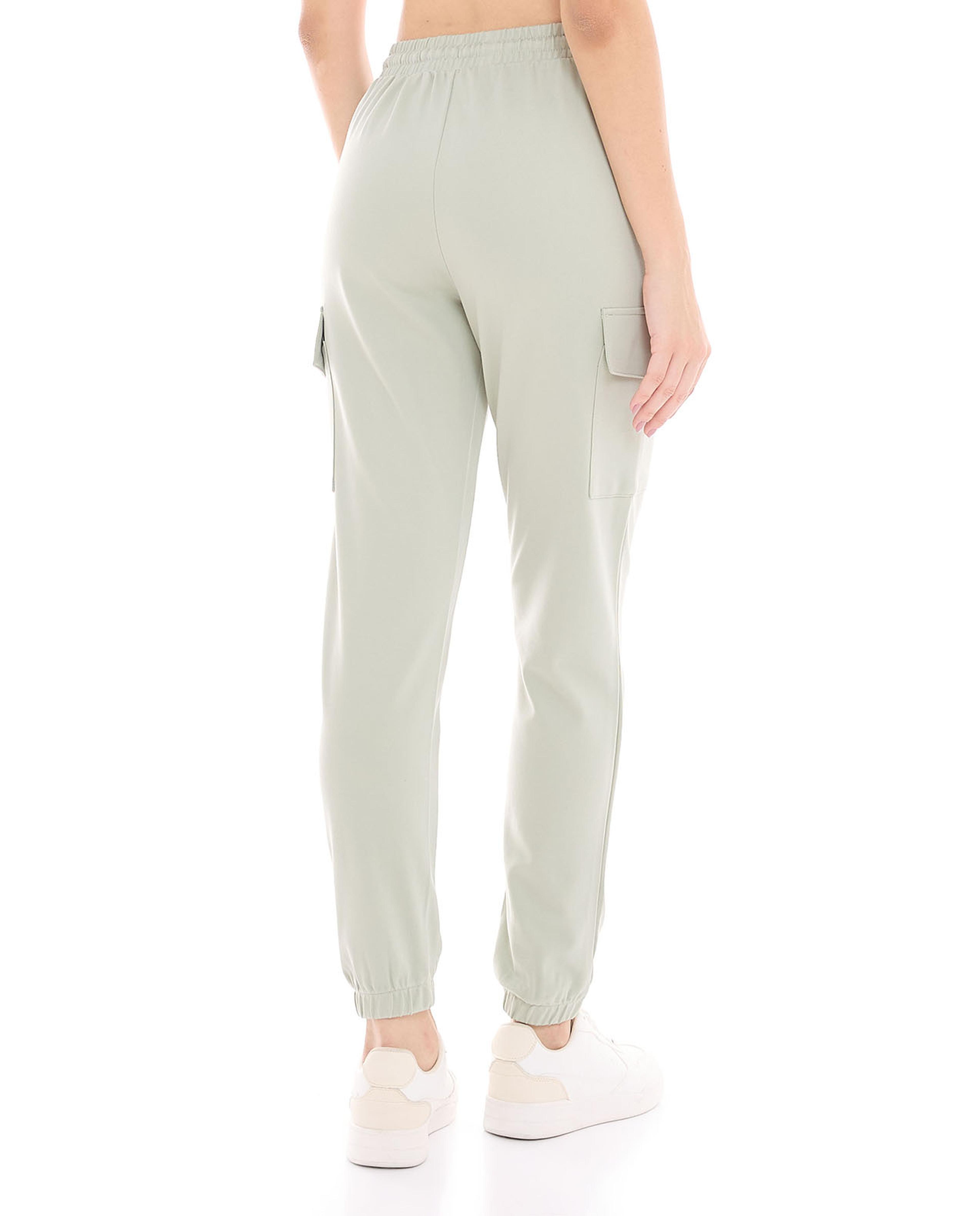 Solid Cargo Joggers with Drawstring Waist