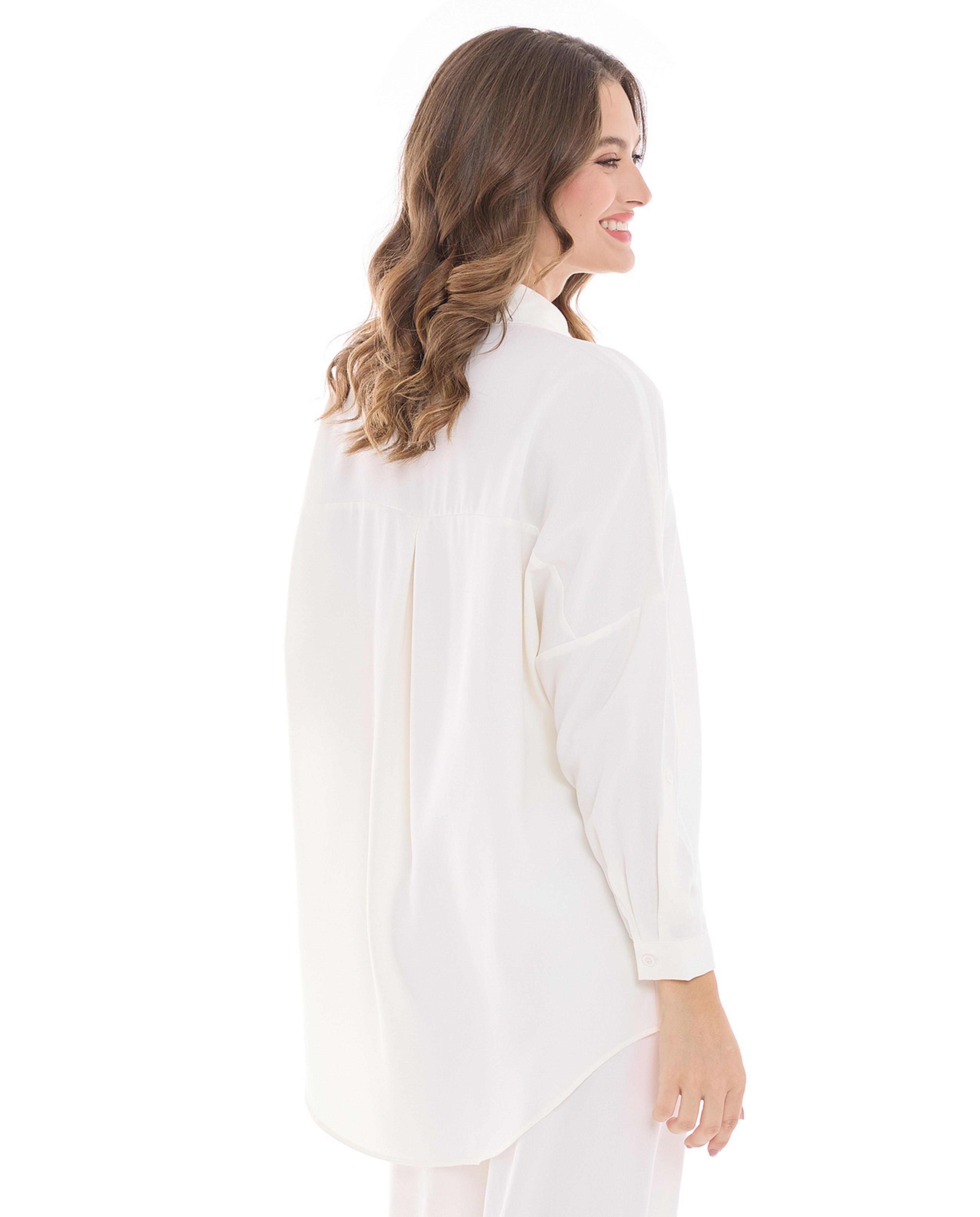 Solid Shirt Tunic with Long Sleeves