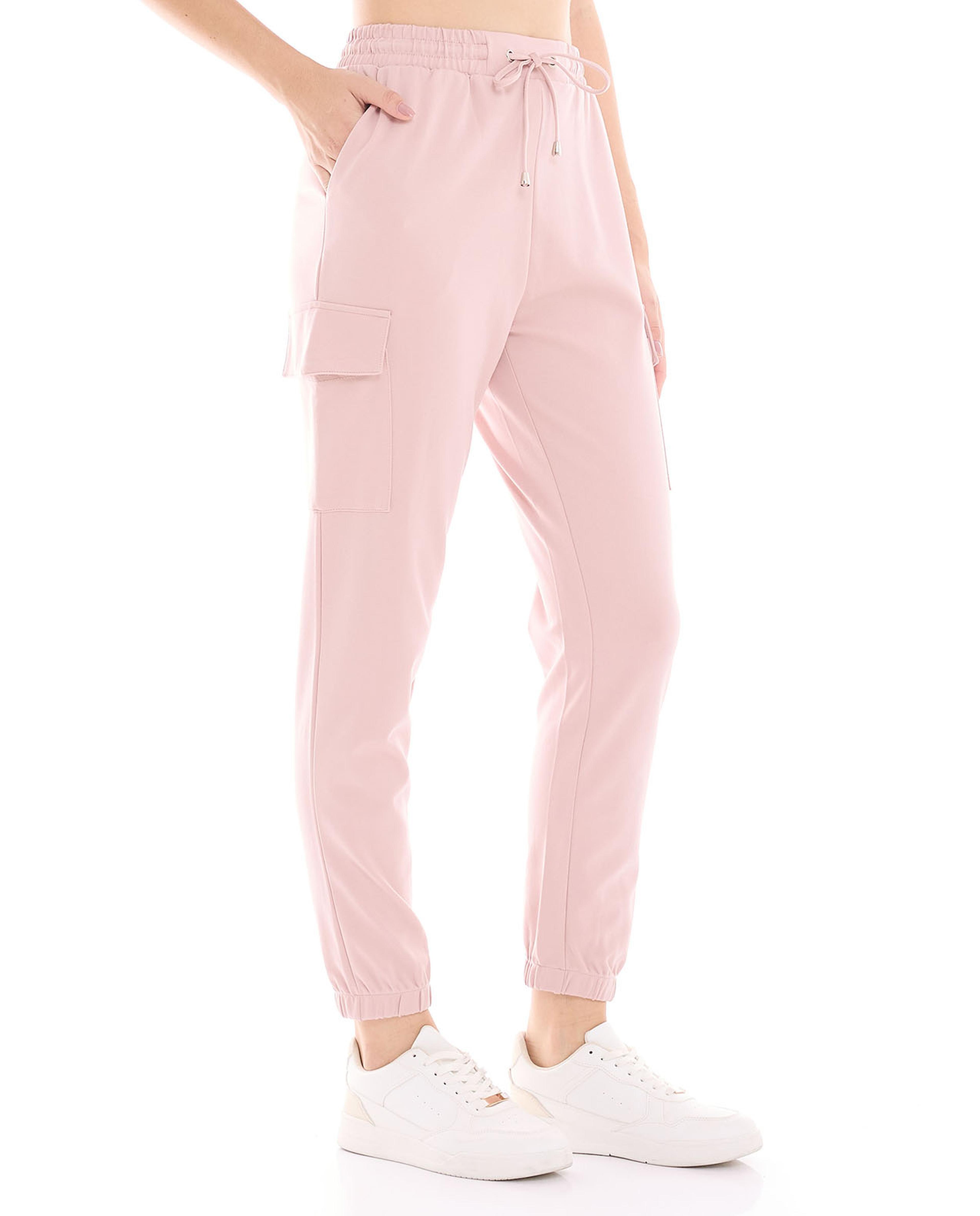 Solid Cargo Joggers with Drawstring Waist