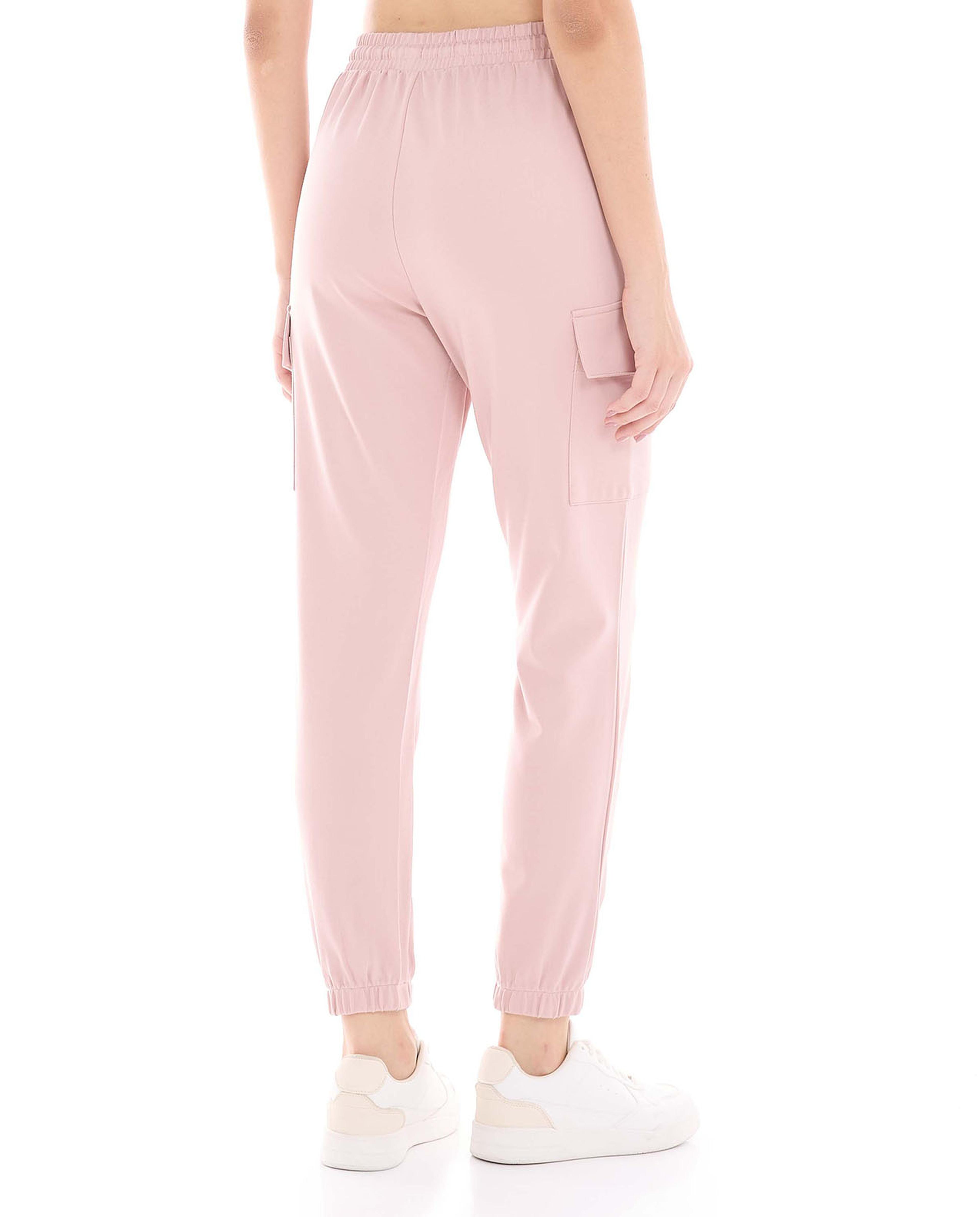Solid Cargo Joggers with Drawstring Waist