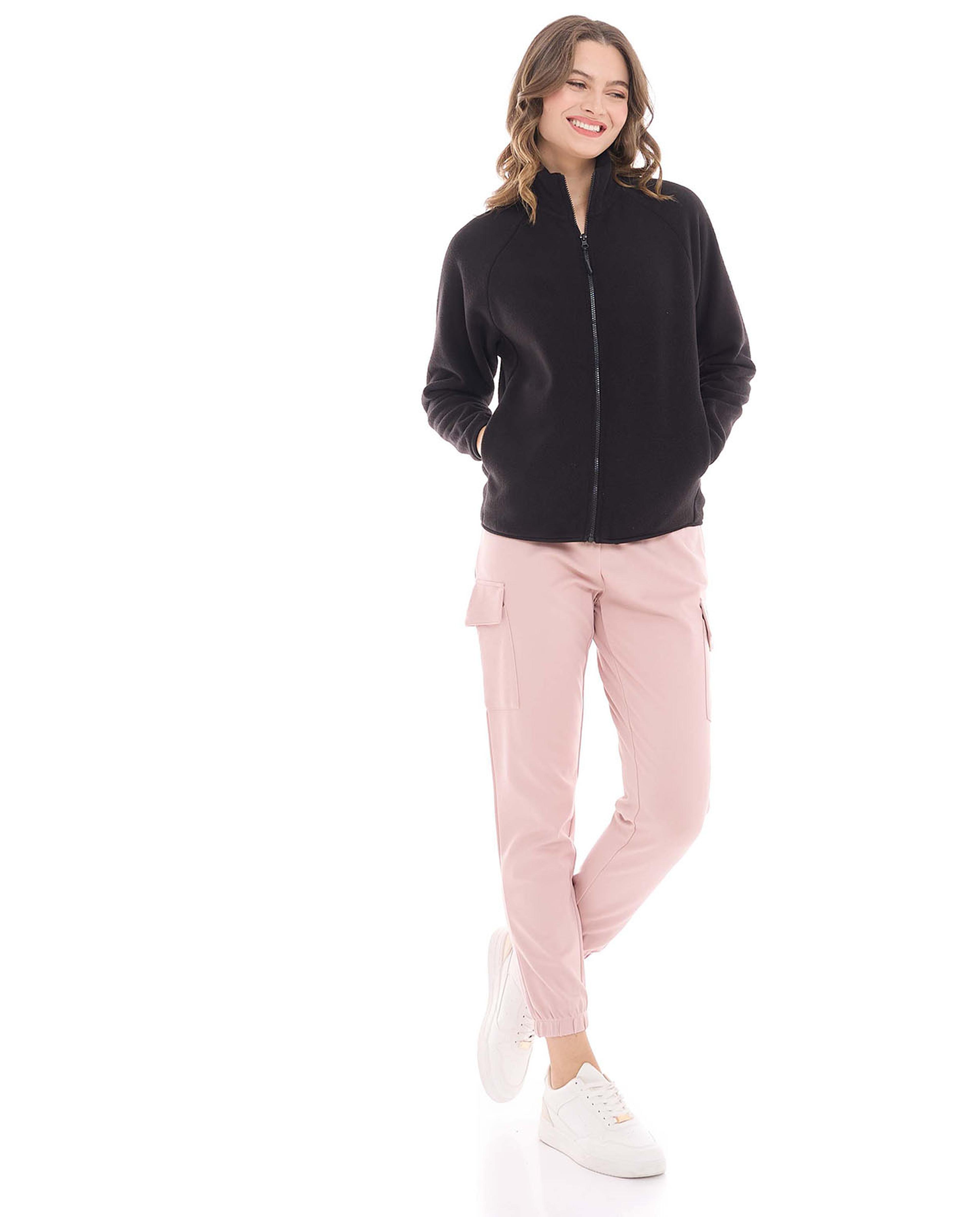 Solid Cargo Joggers with Drawstring Waist