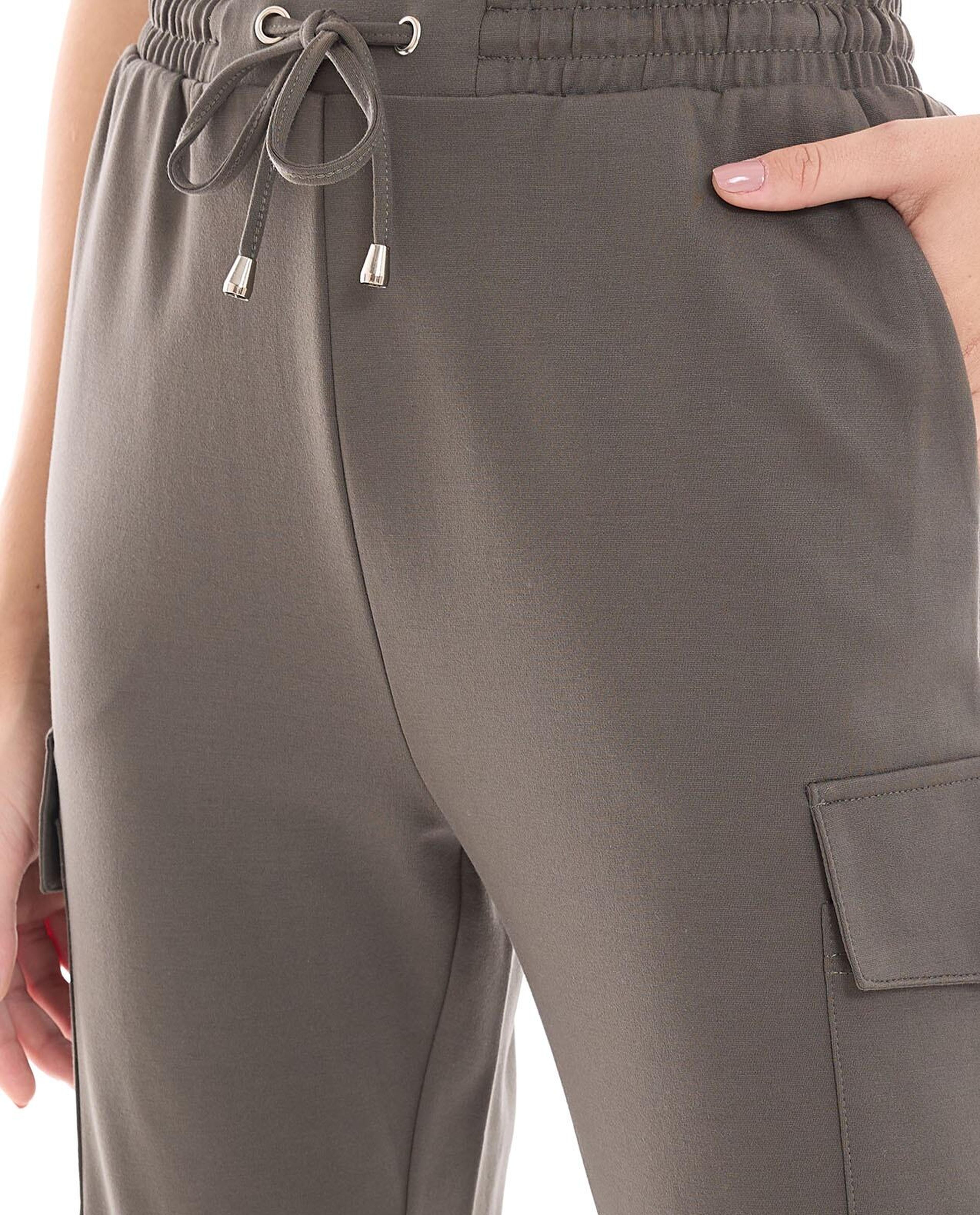 Solid Cargo Joggers with Drawstring Waist