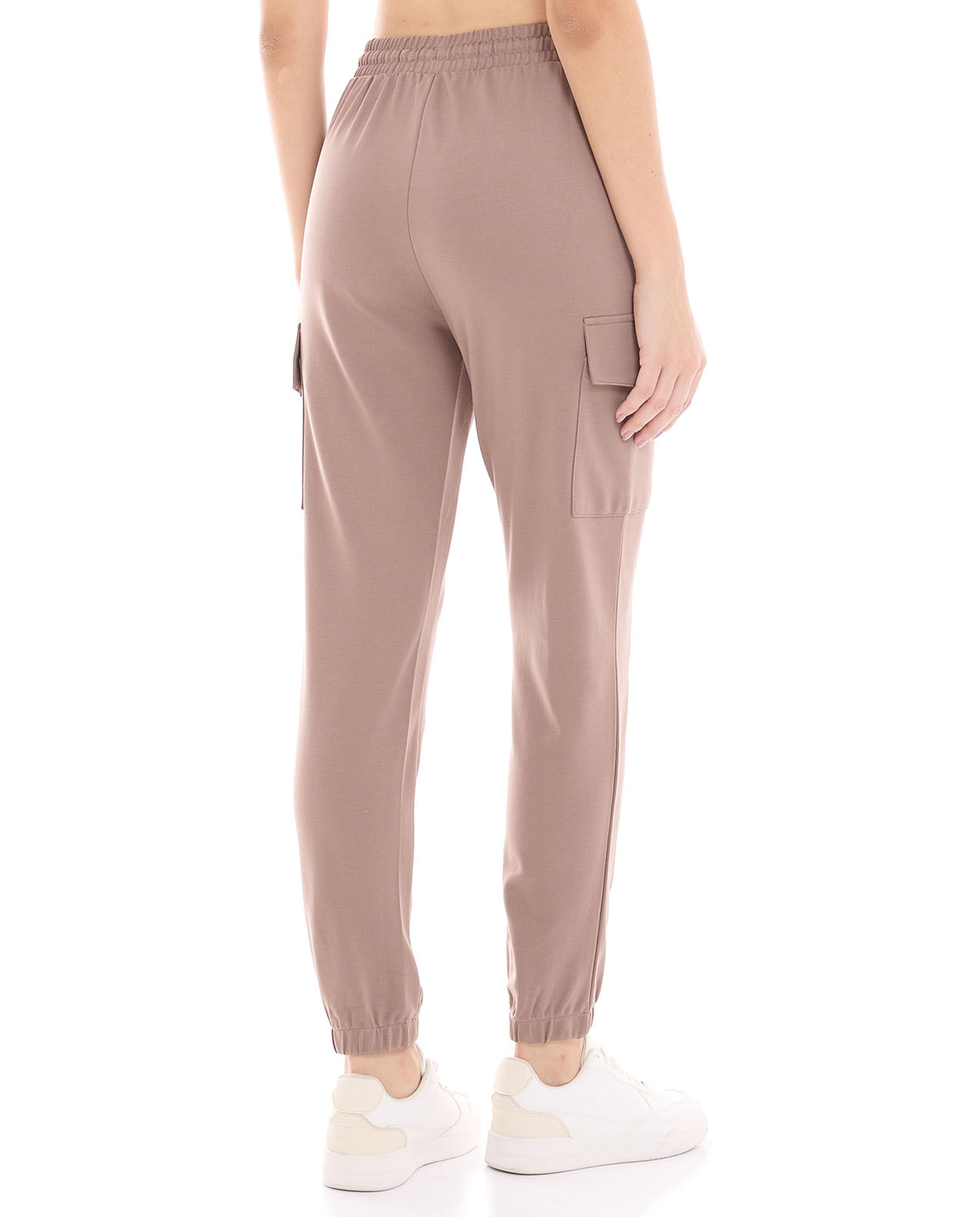 Solid Cargo Joggers with Drawstring Waist