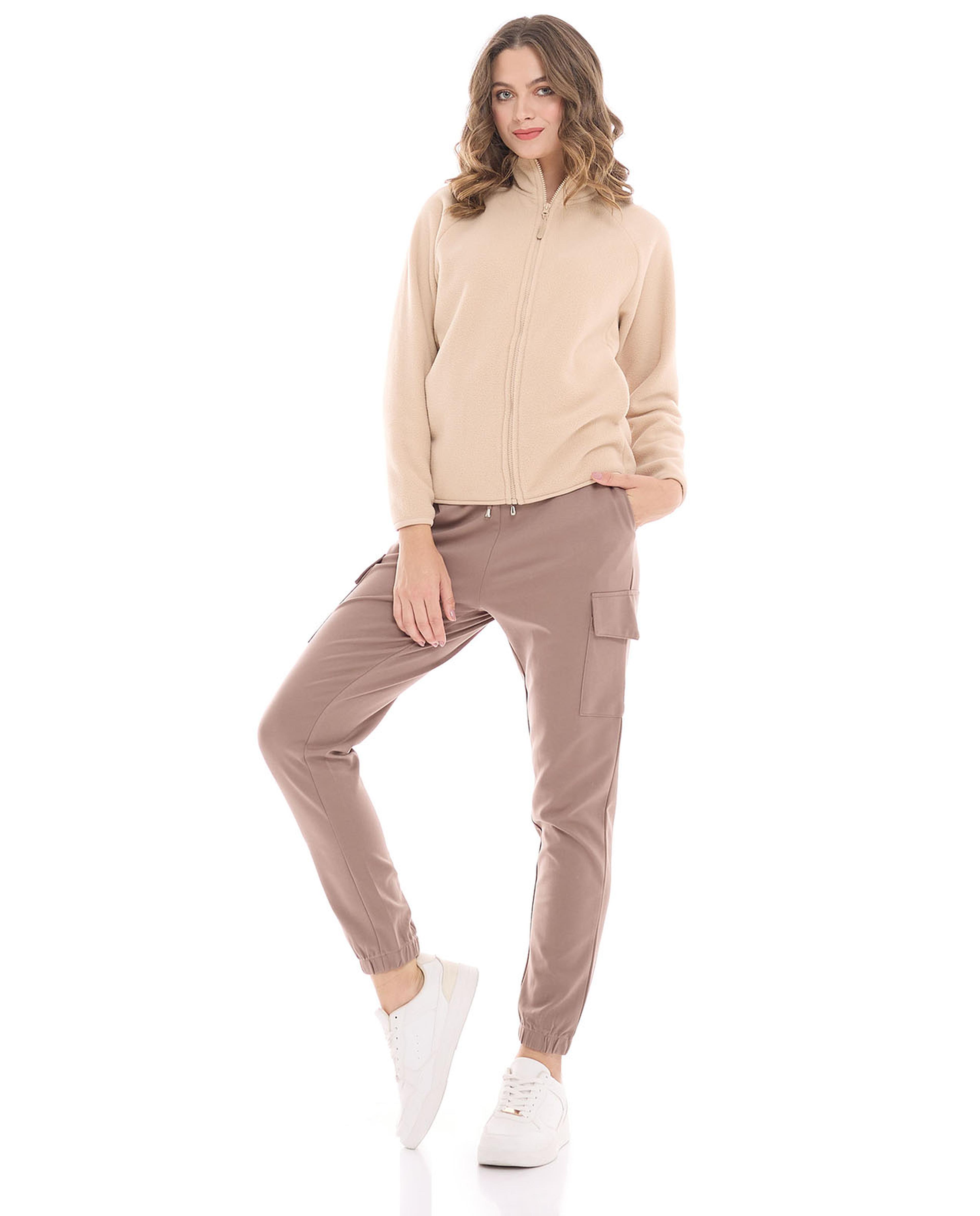 Solid Cargo Joggers with Drawstring Waist