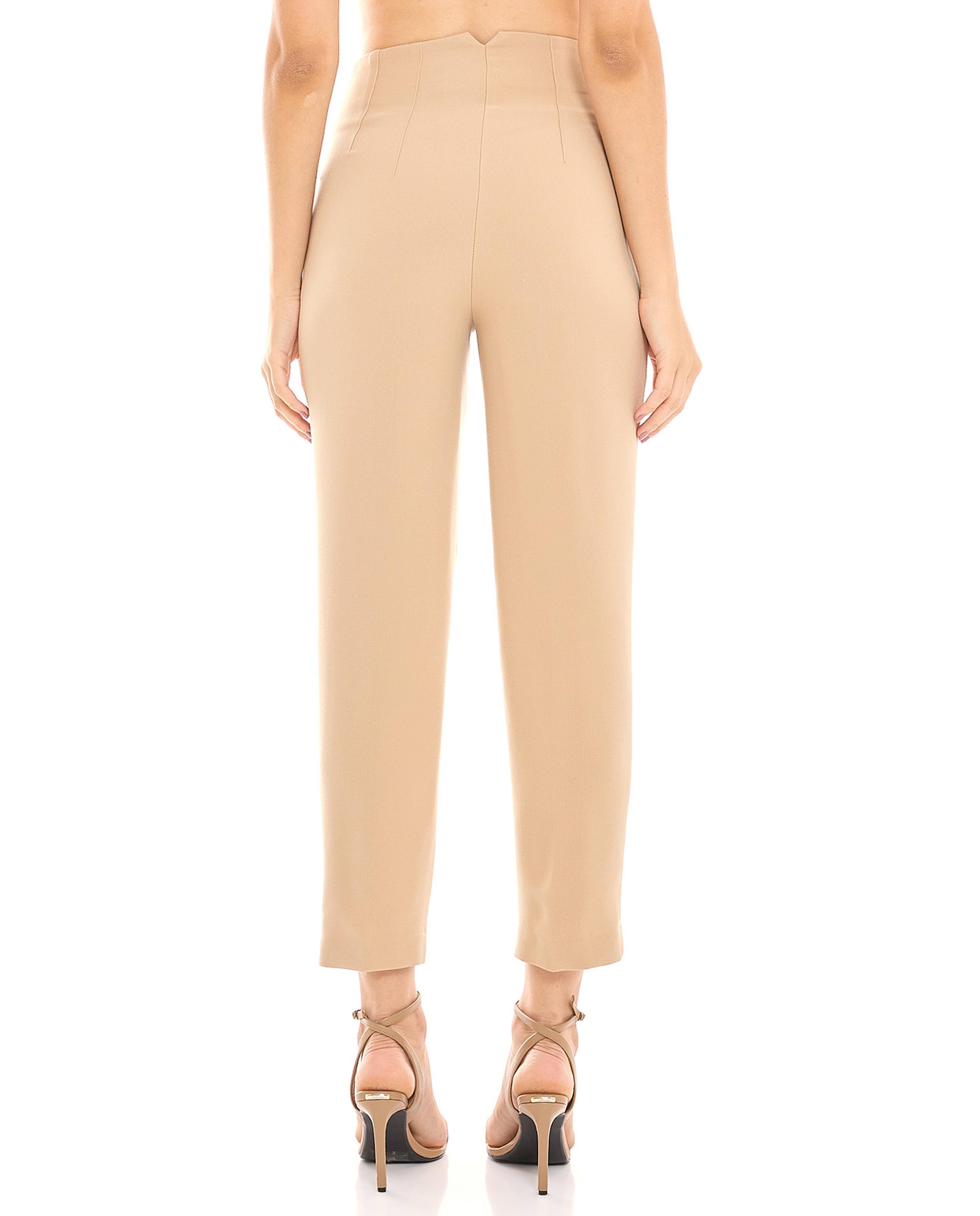 Solid Slim Fit Pants with Button Closure