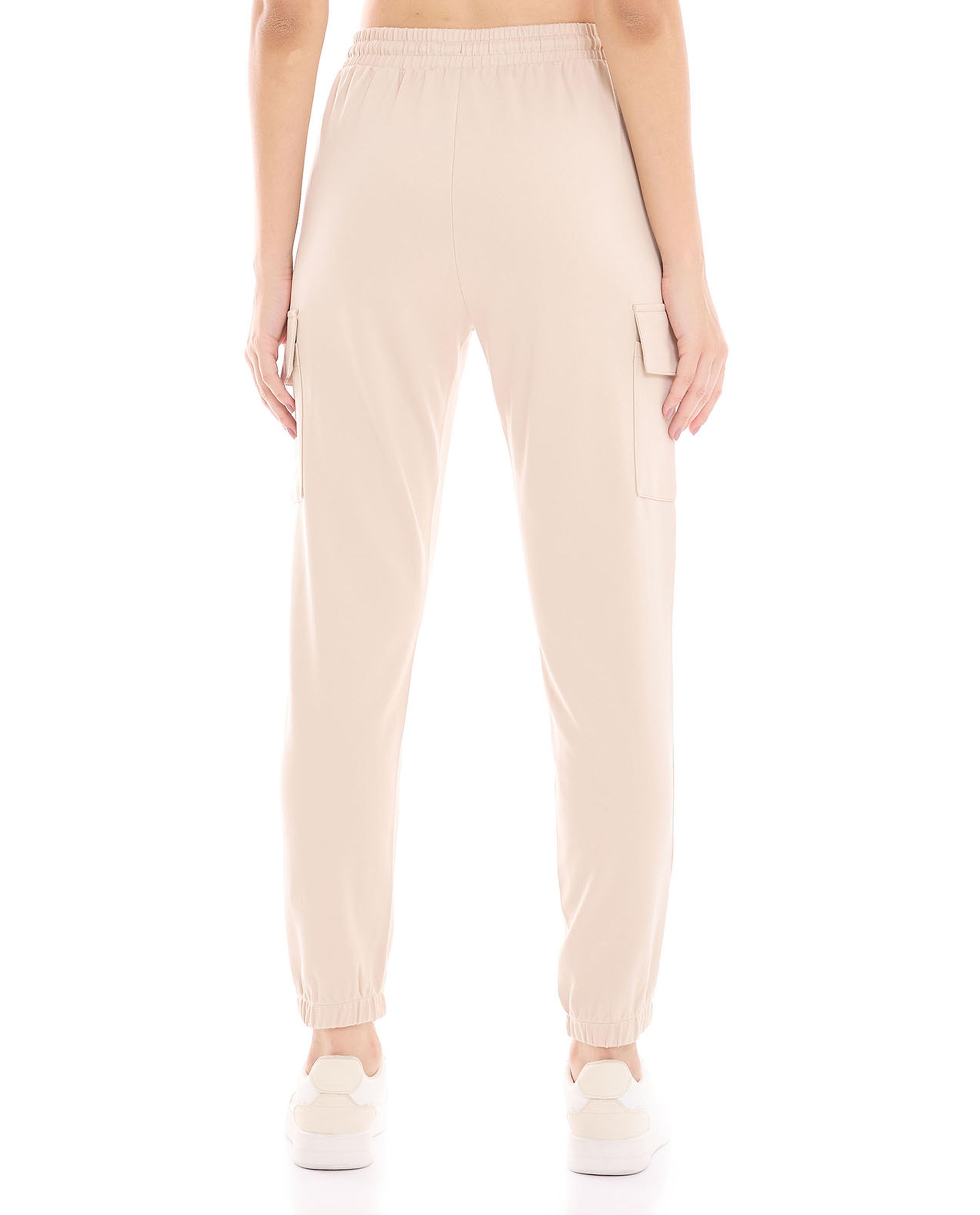 Solid Cargo Joggers with Drawstring Waist