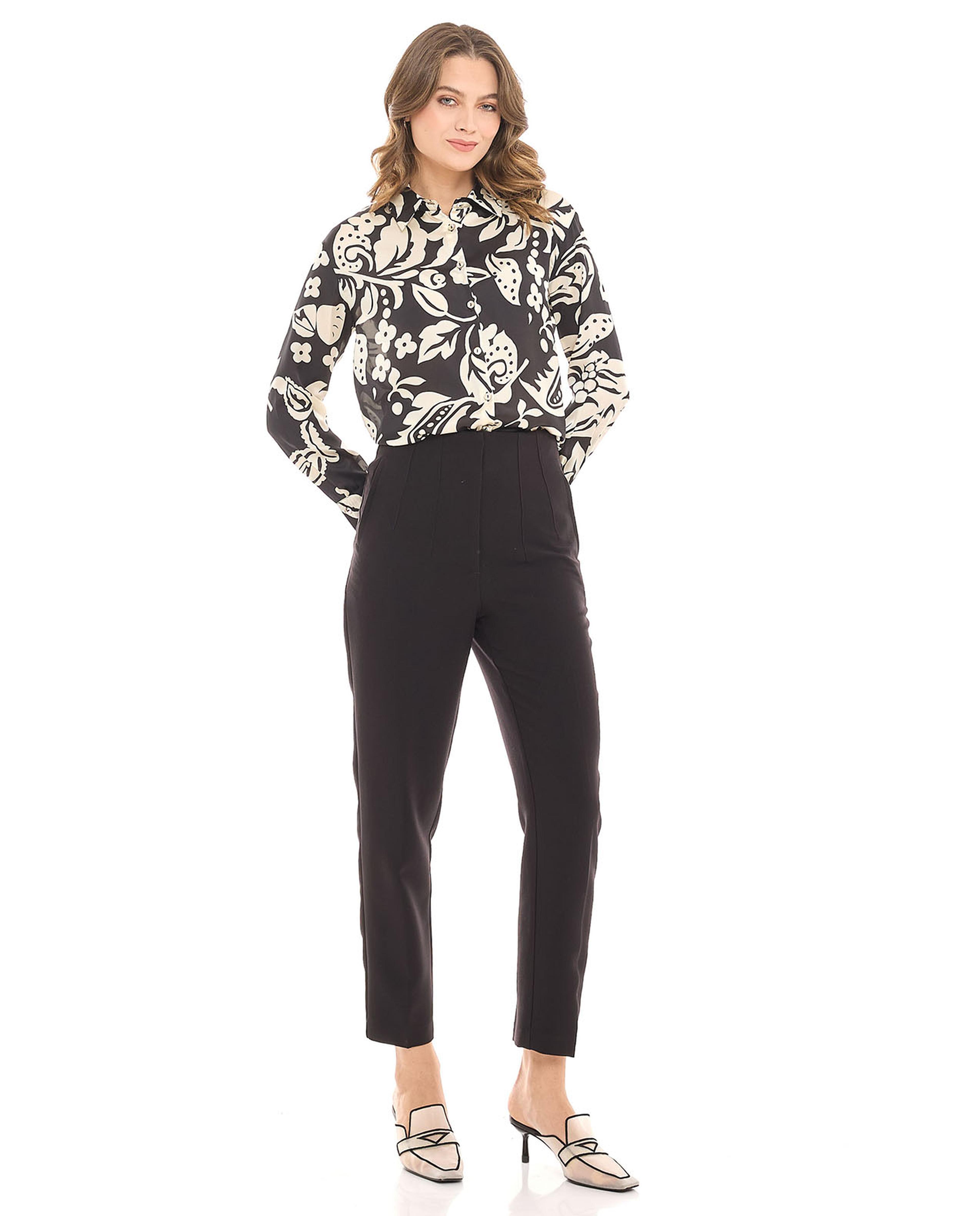 Patterned Shirt with Classic Collar and Long Sleeves