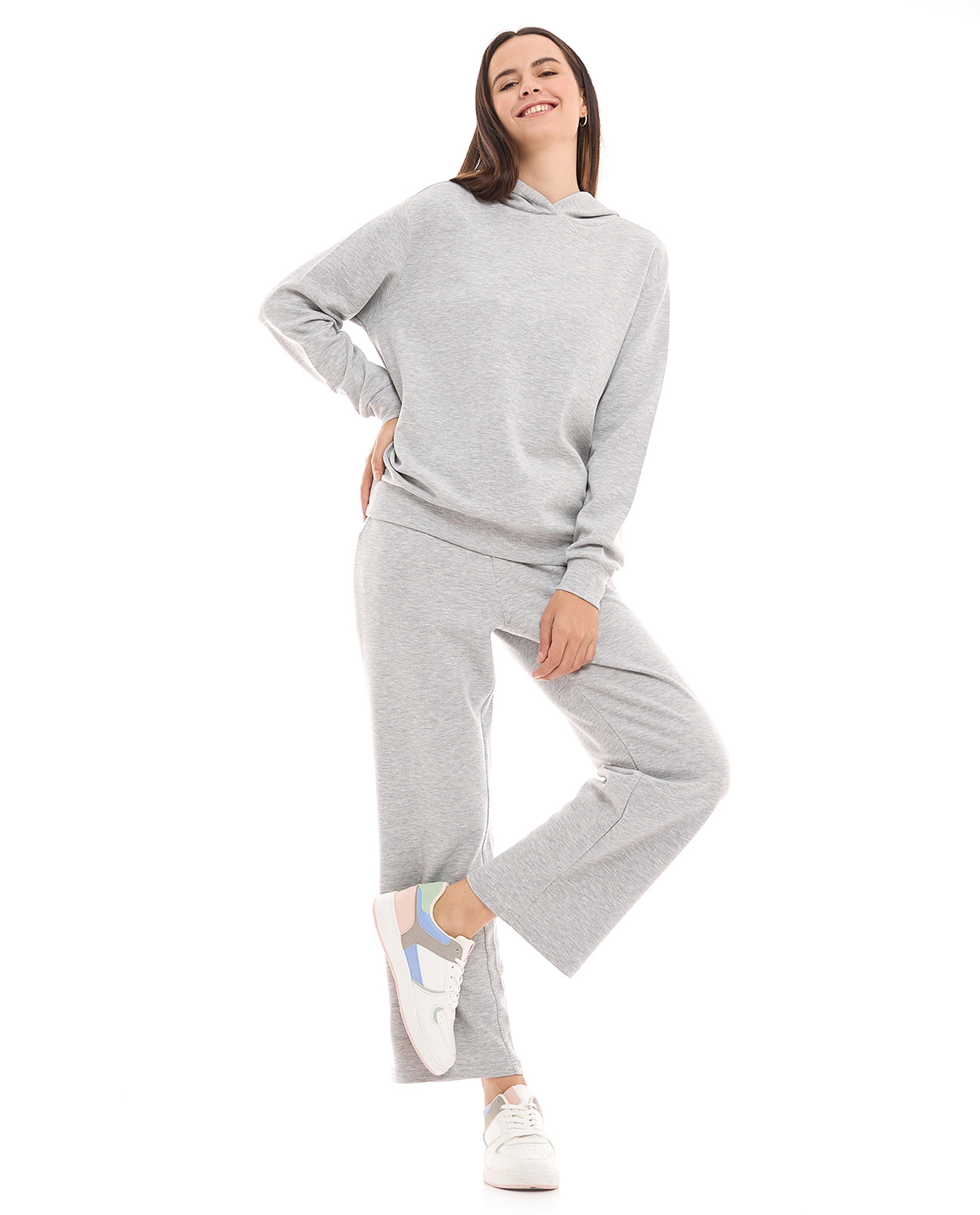 Solid Hoodie with Long Sleeves