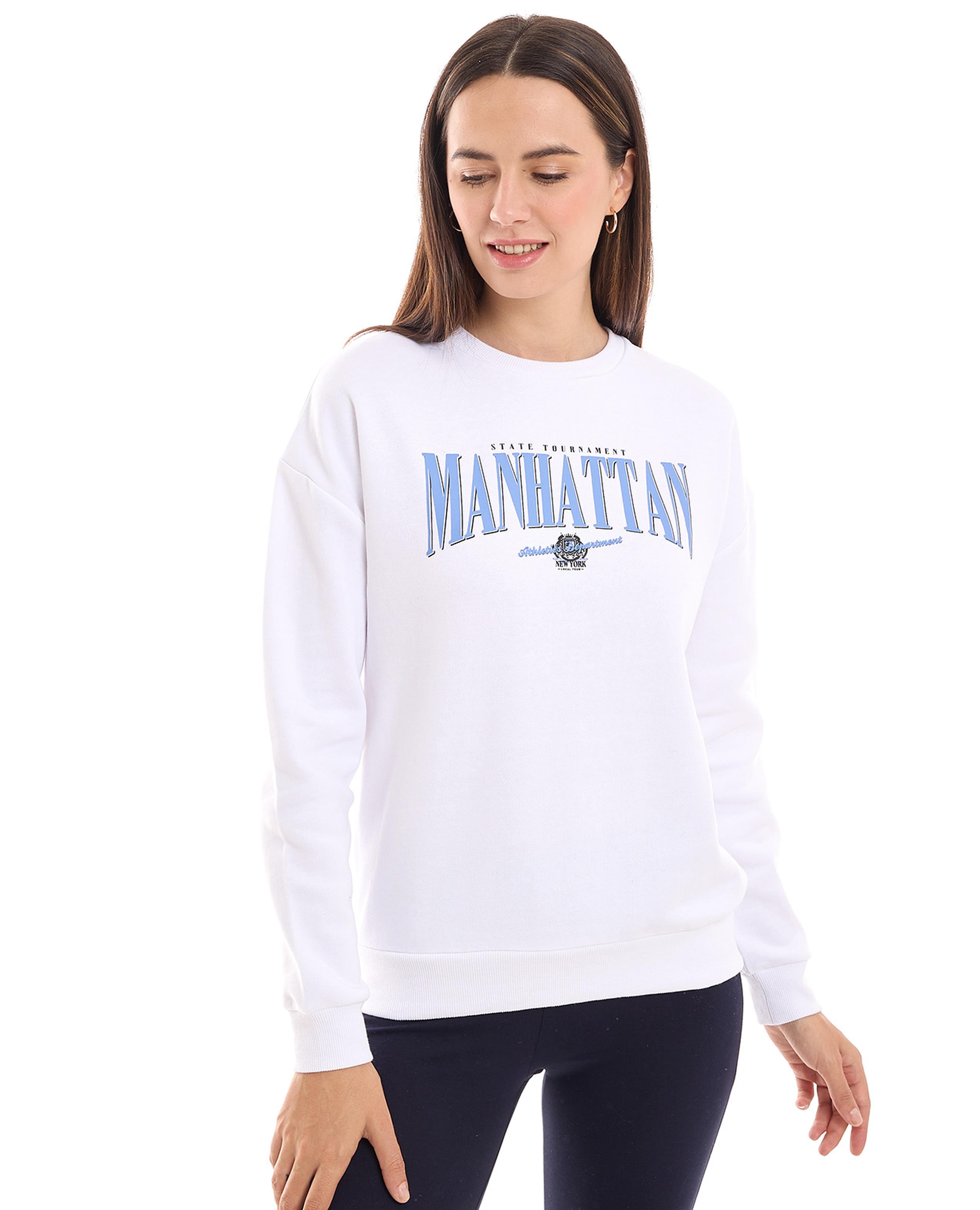 Printed Sweatshirt with Crew Neck and Long Sleeves