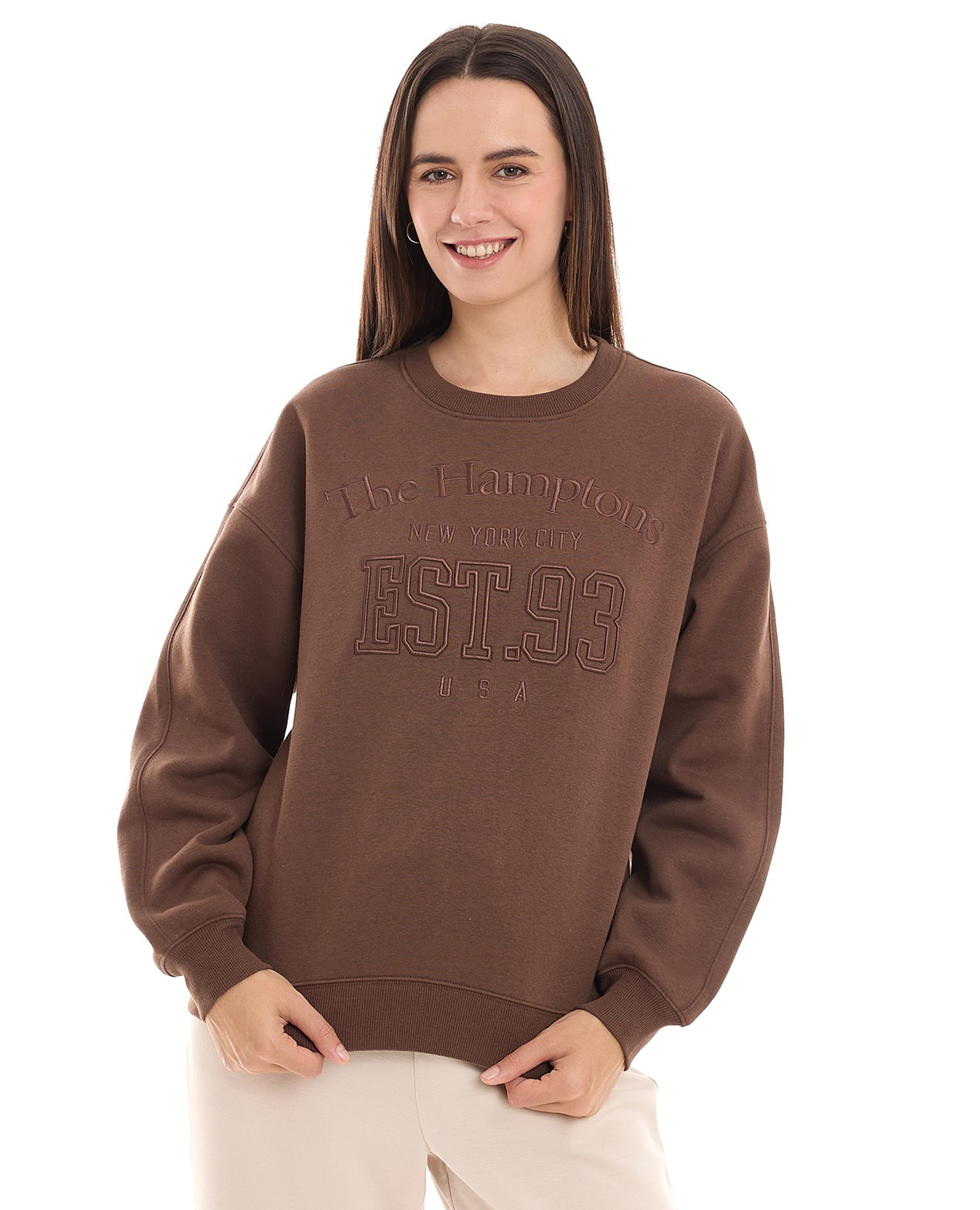 Embroidered Sweatshirt with Crew Neck and Long Sleeves