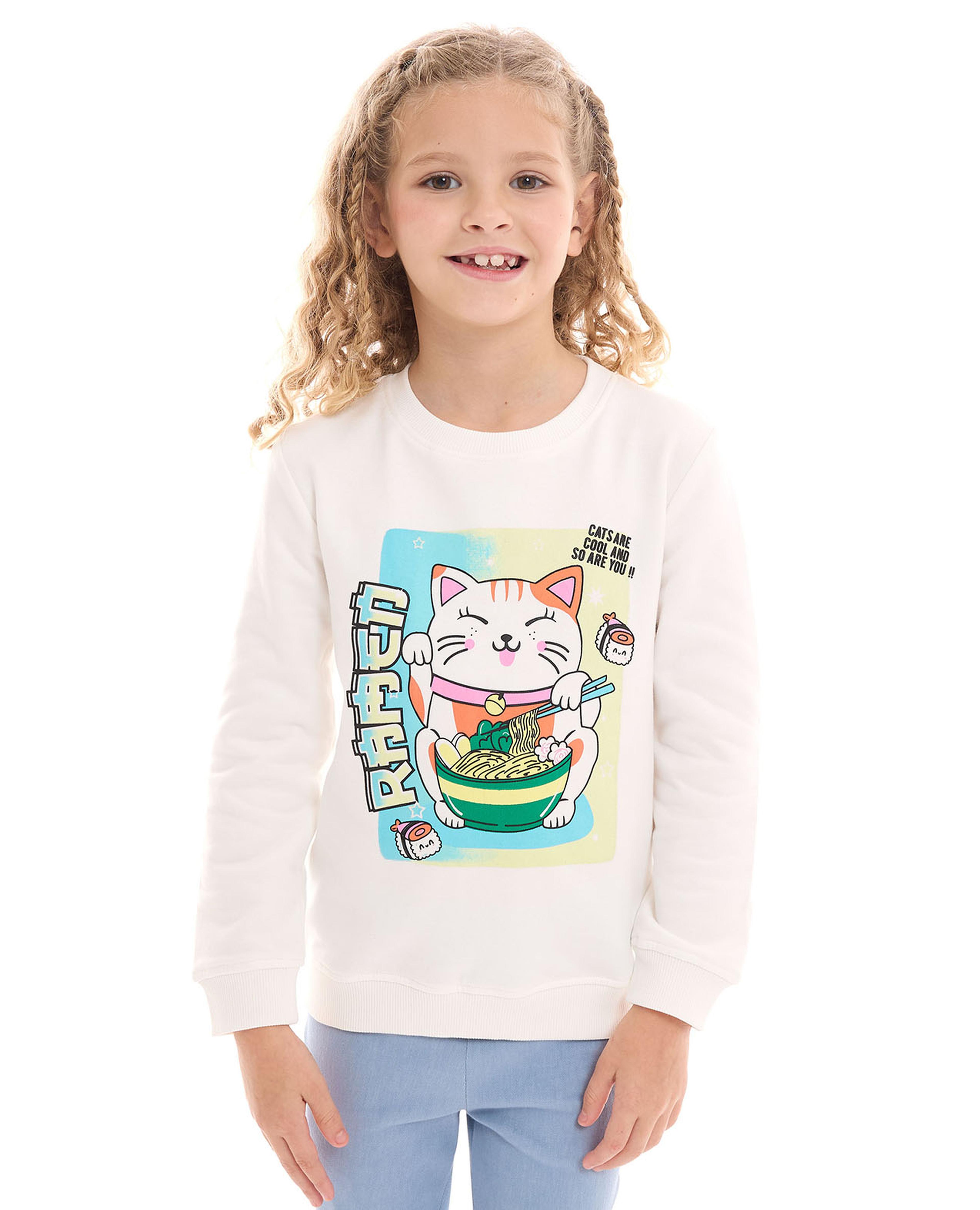 Graphic Print Sweatshirt with Crew Neck and Long Sleeves