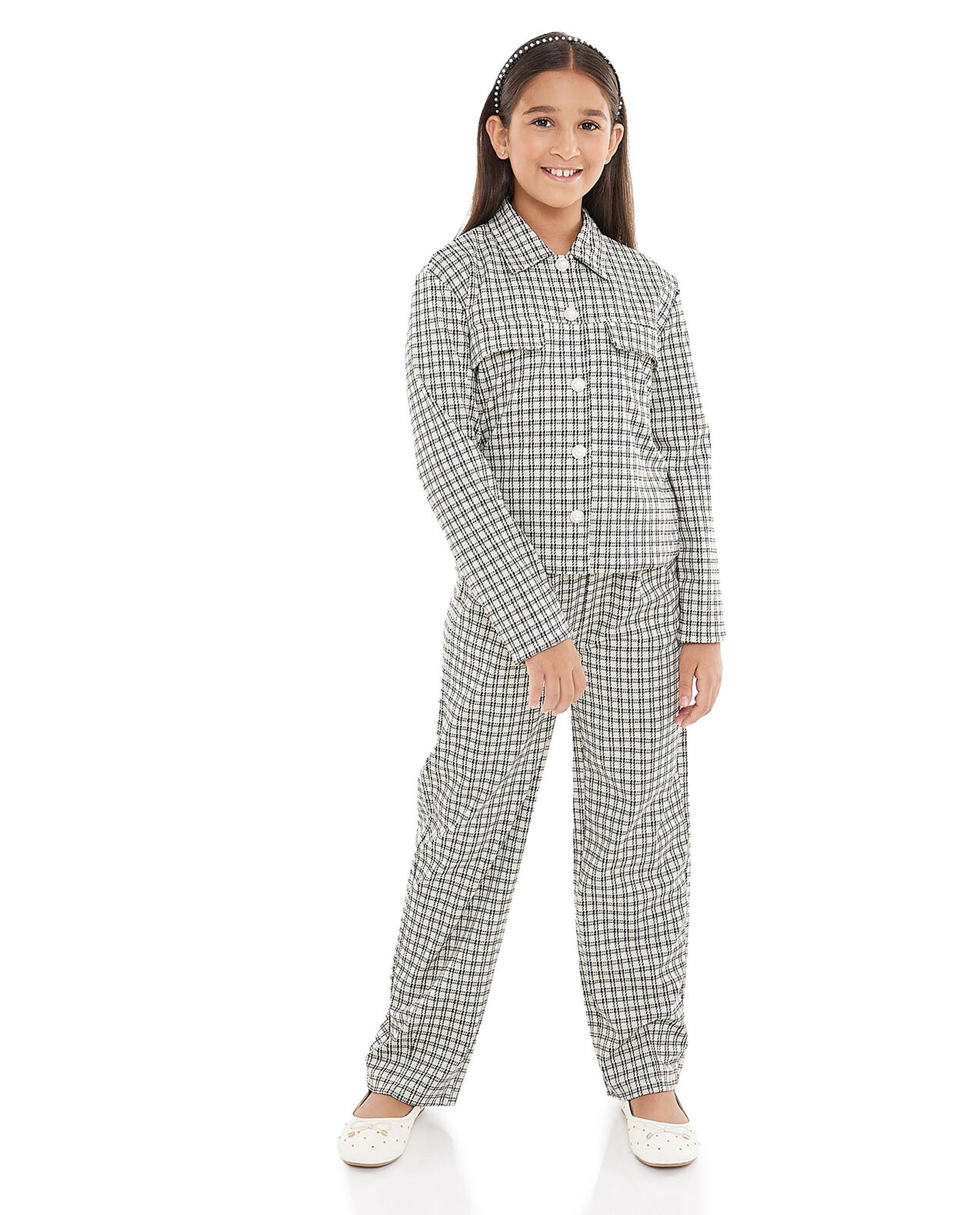 Patterned Jacket with Button Closure