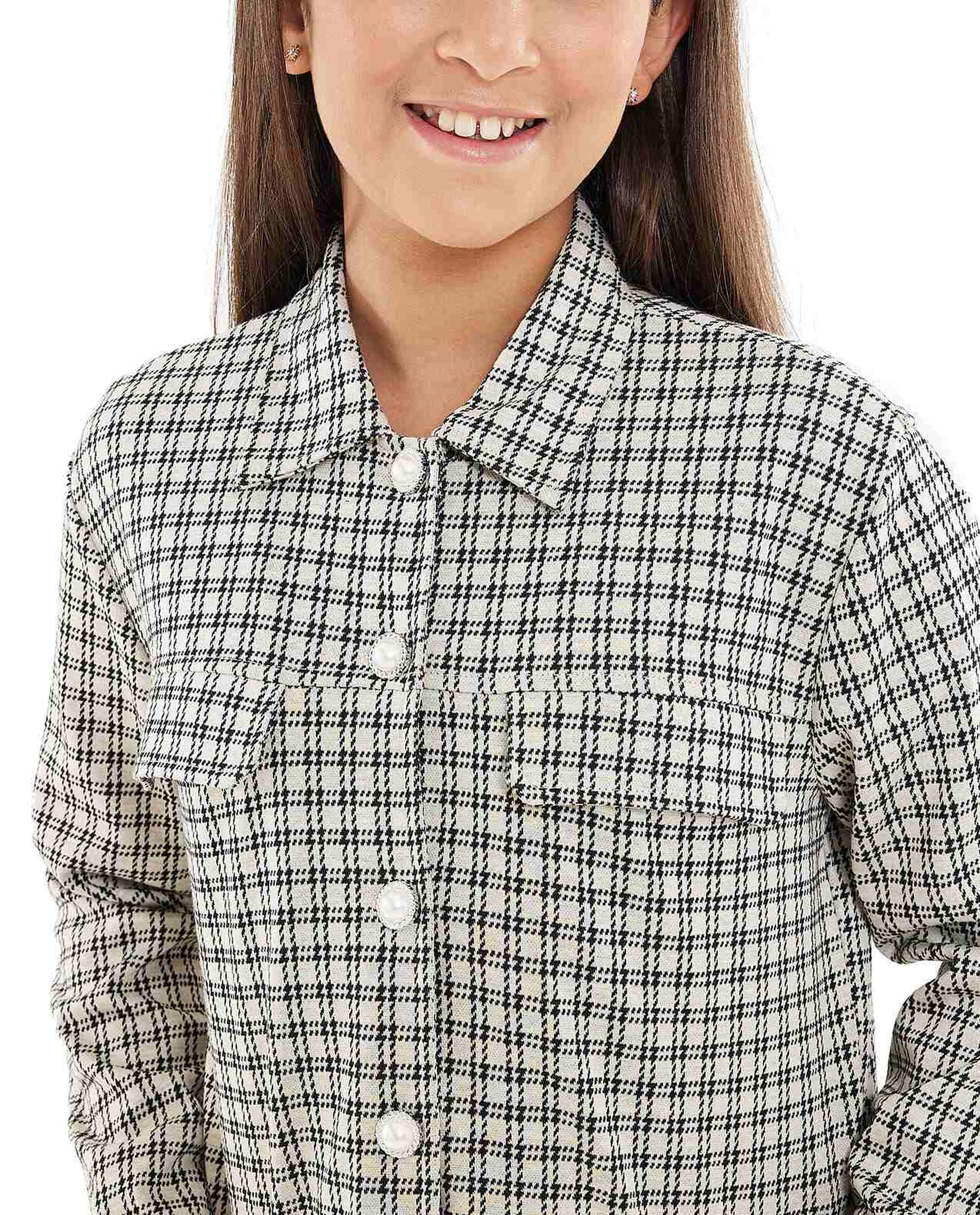 Patterned Jacket with Button Closure