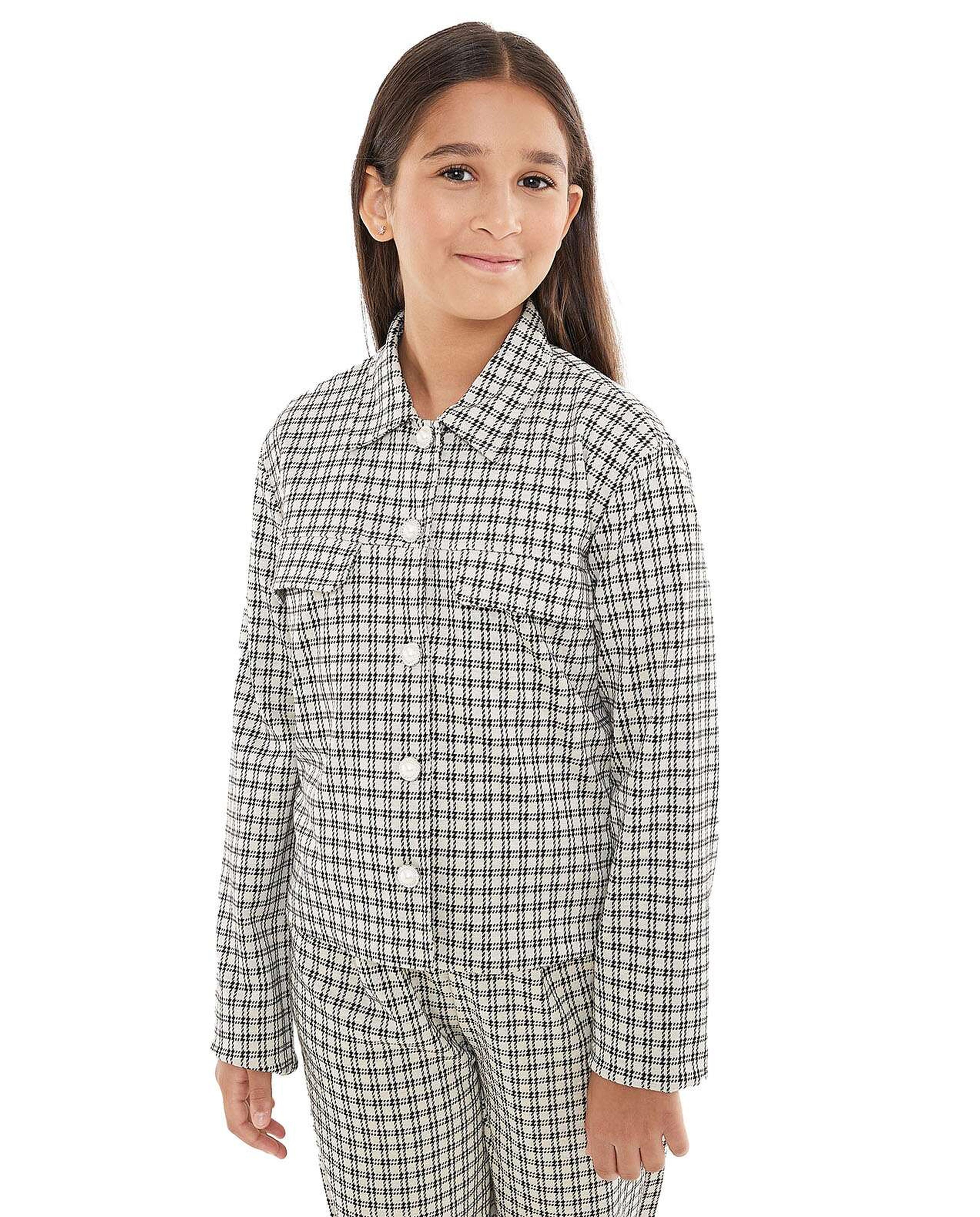 Patterned Jacket with Button Closure