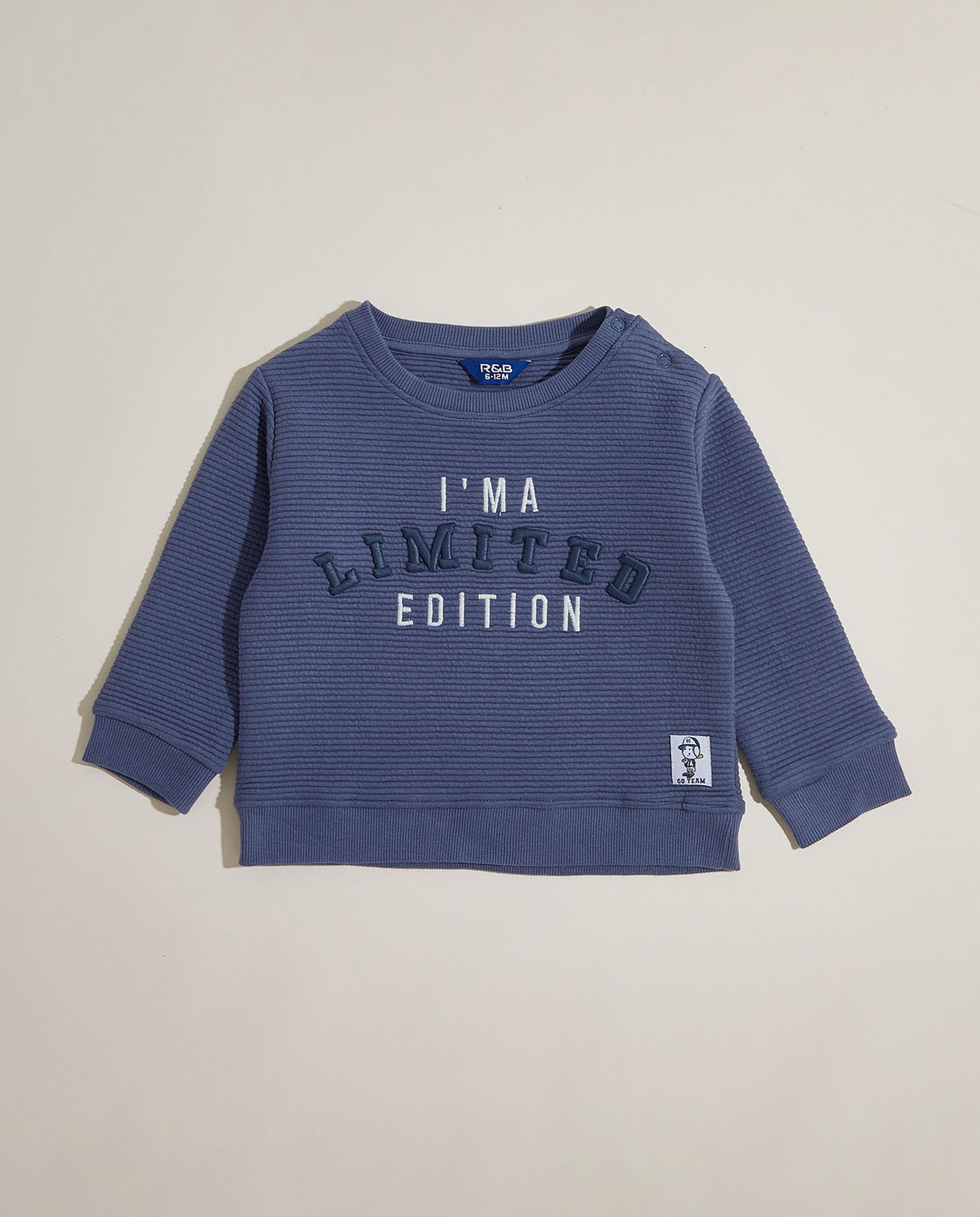 Embroidered Sweatshirt with Crew Neck and Long Sleeves