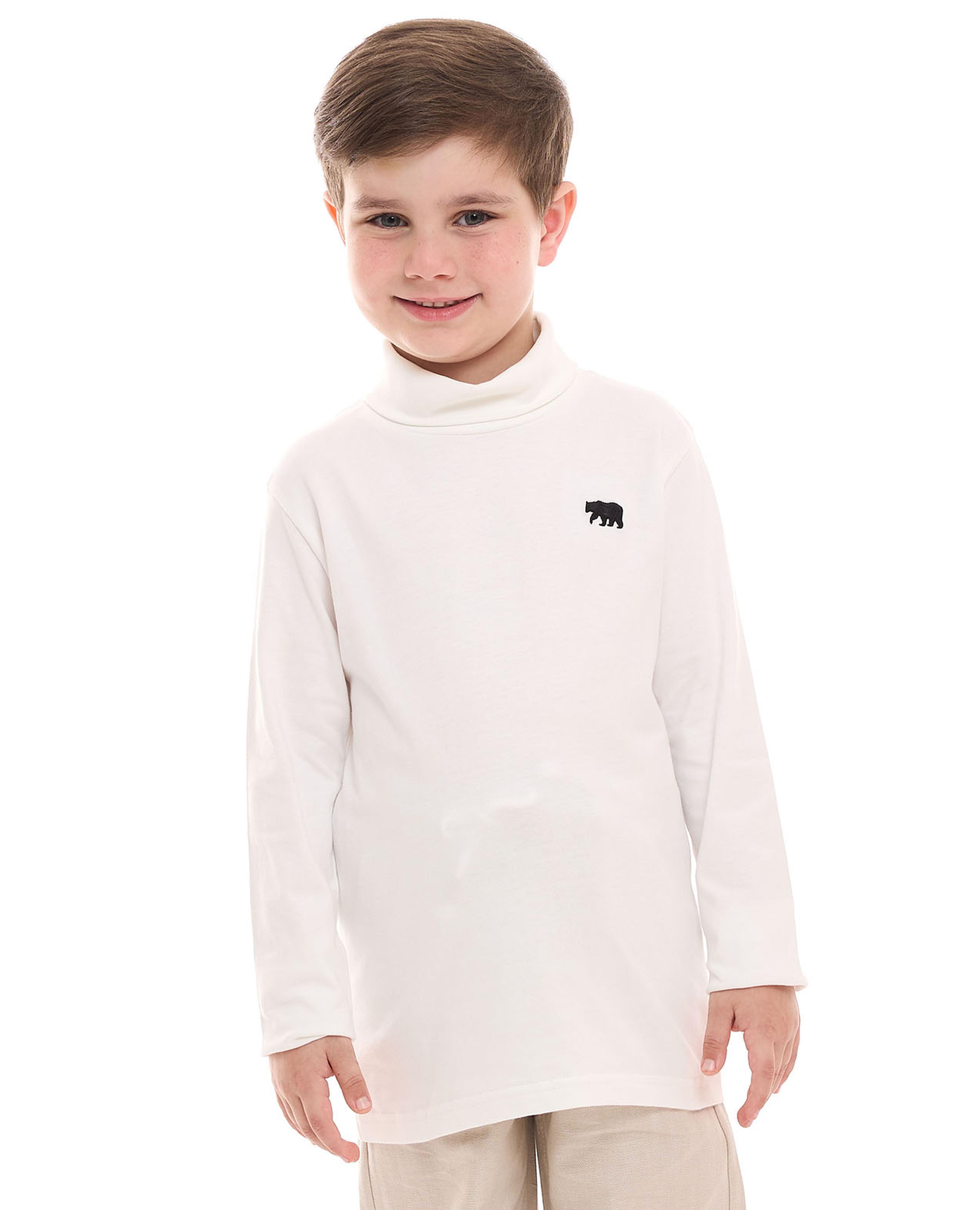 Embroidery Detail Sweater with Turtleneck and Long Sleeves