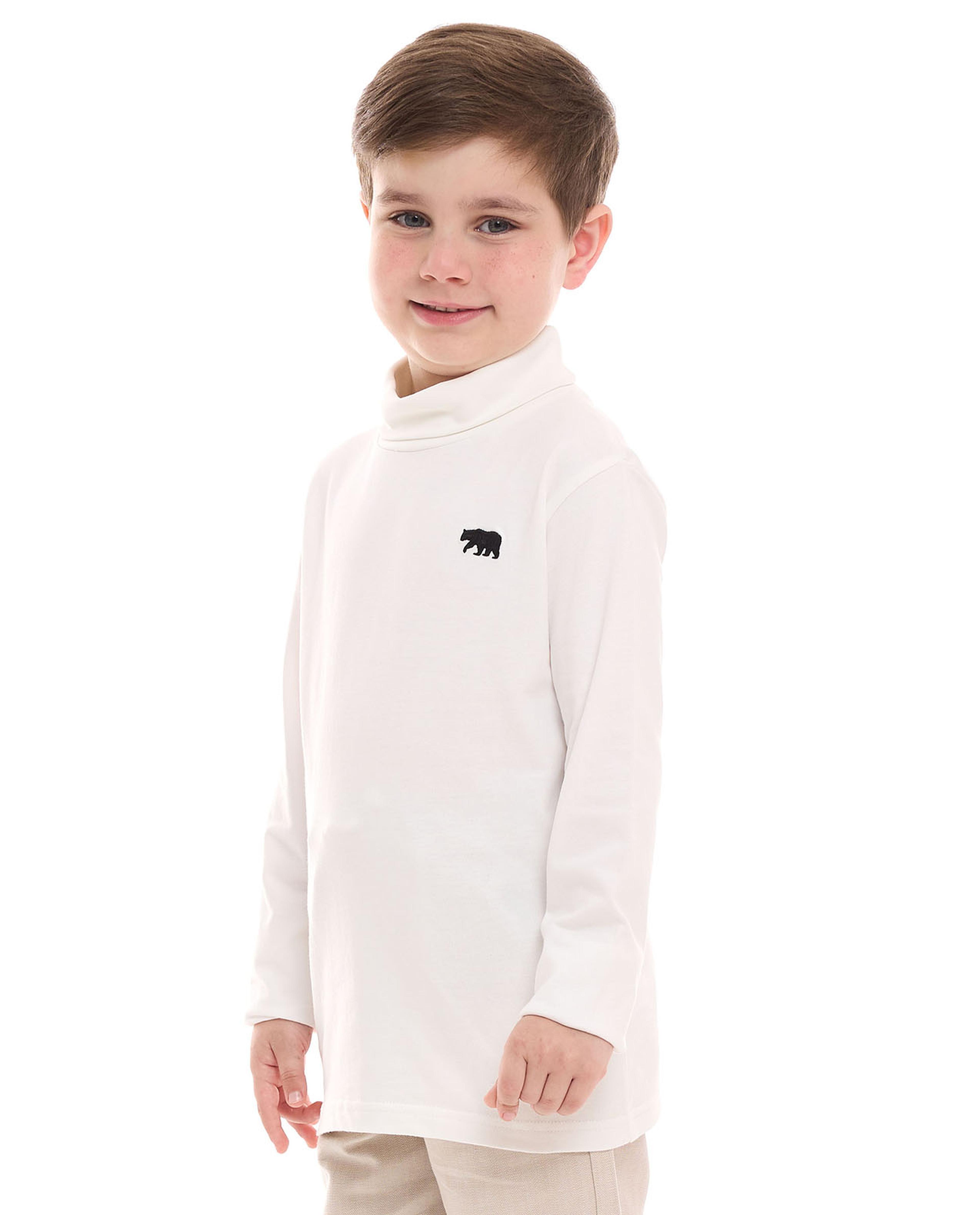 Embroidery Detail Sweater with Turtleneck and Long Sleeves