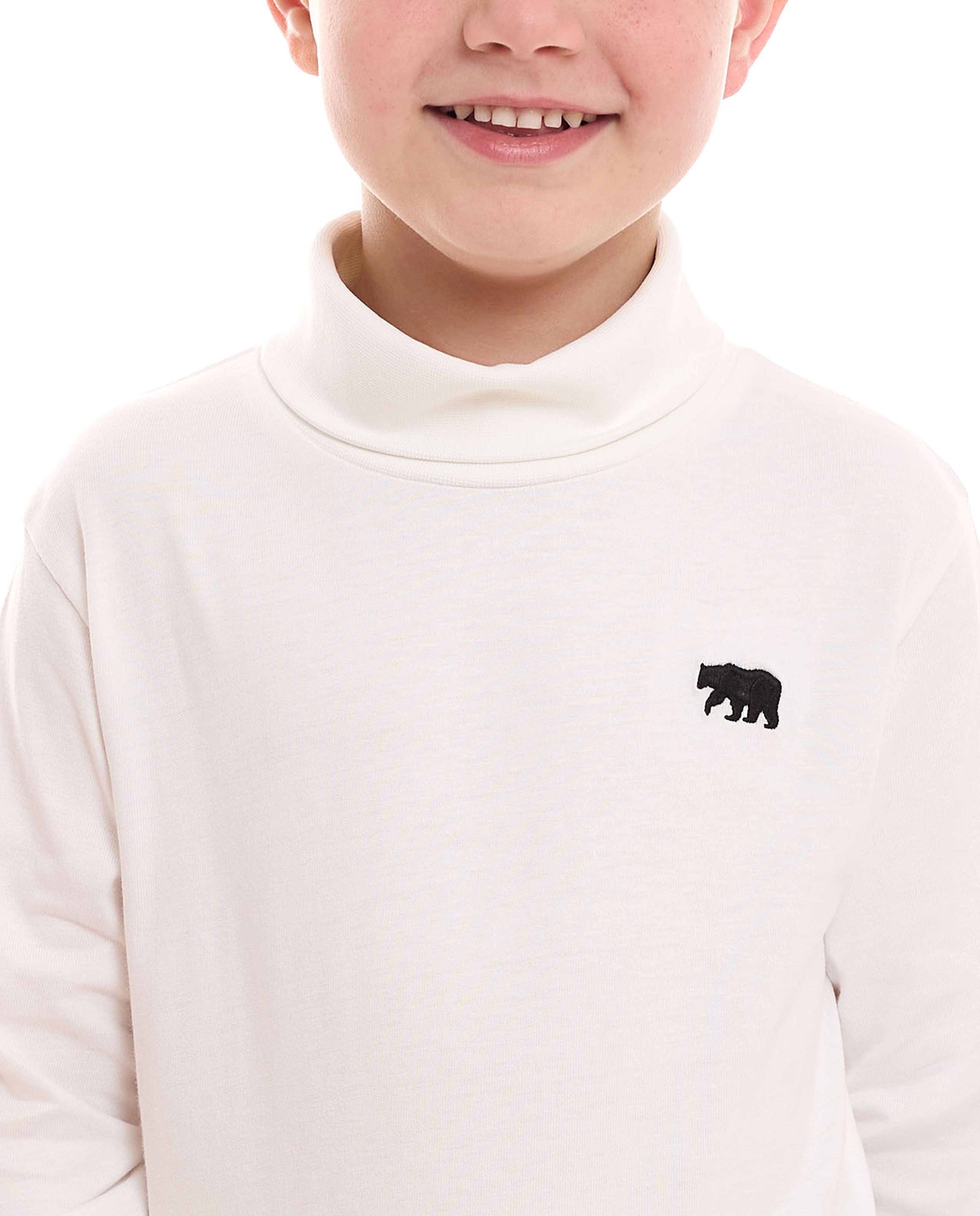 Embroidery Detail Sweater with Turtleneck and Long Sleeves