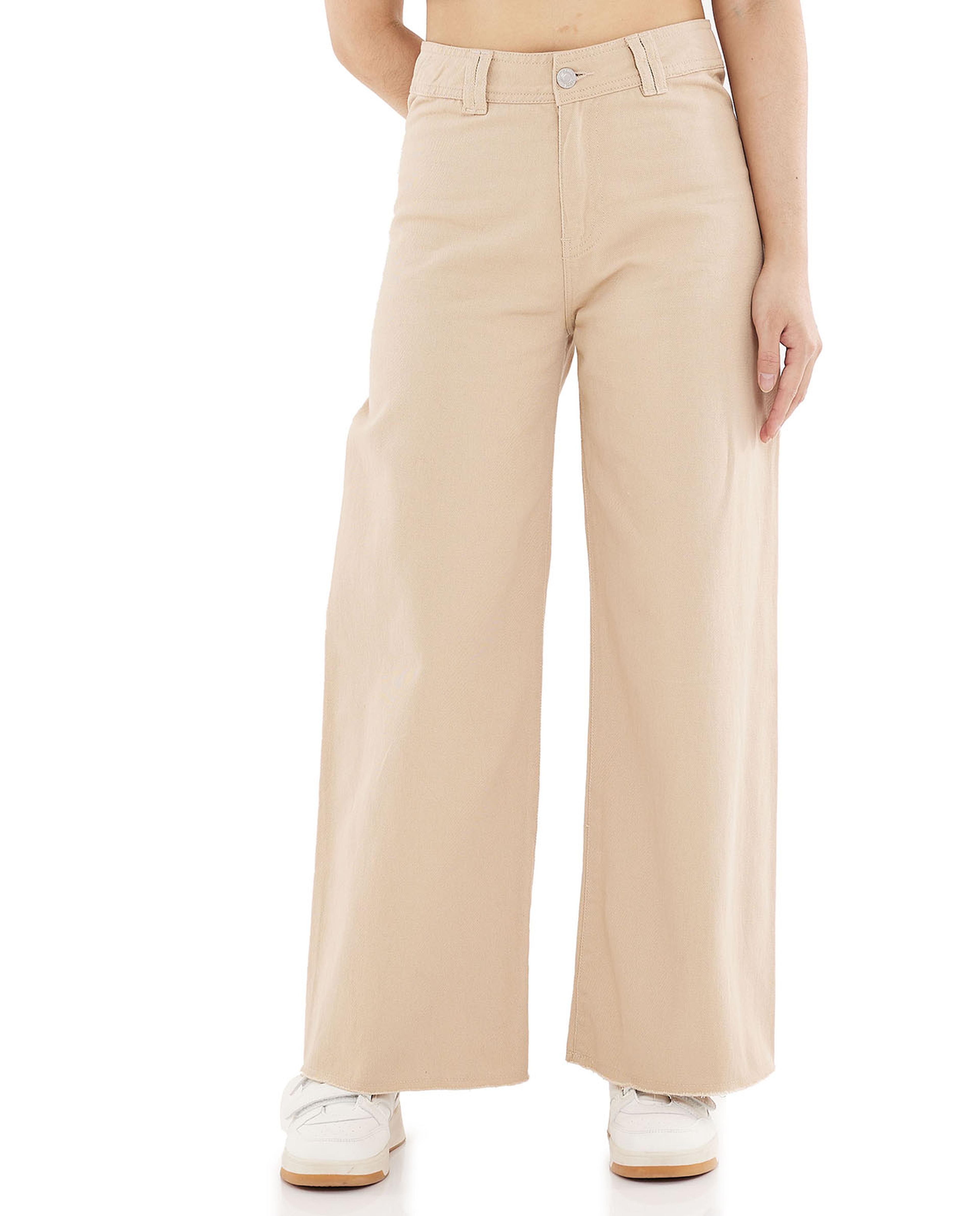 بنطال جينز سادة واسع