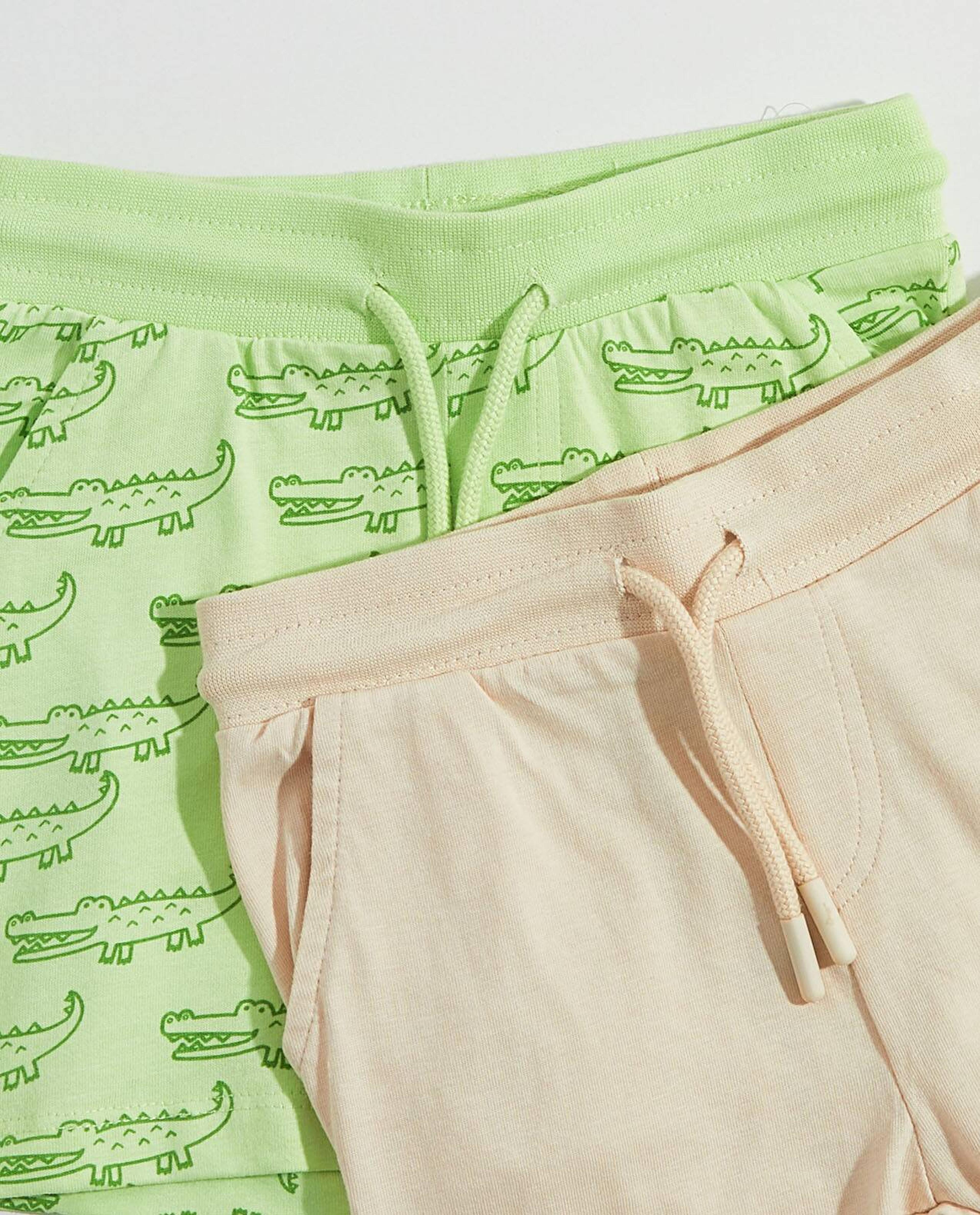 شورت برباط على الخصر - قطعتين