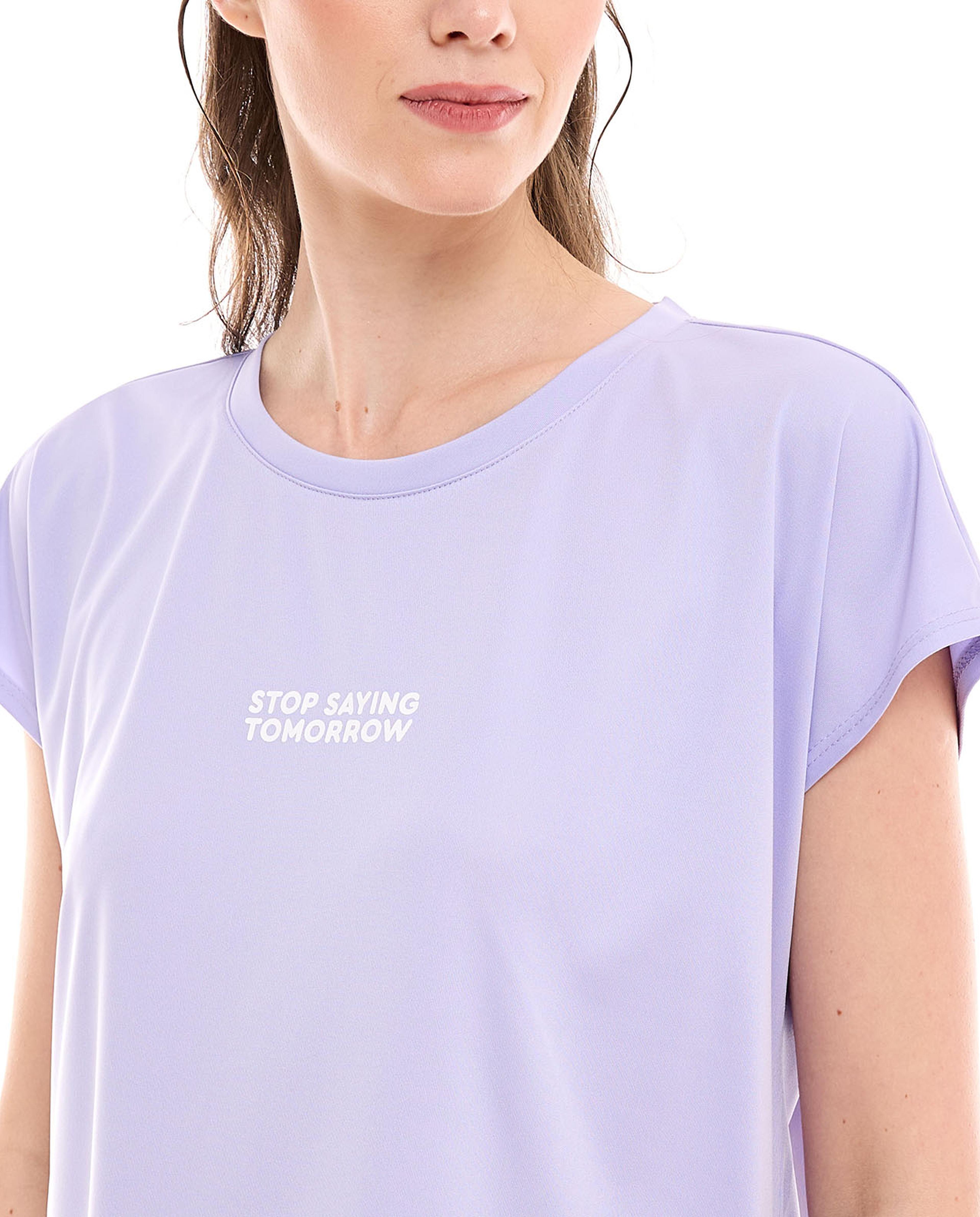 Printed Active T-Shirt with Crew Neck and Short Sleeves