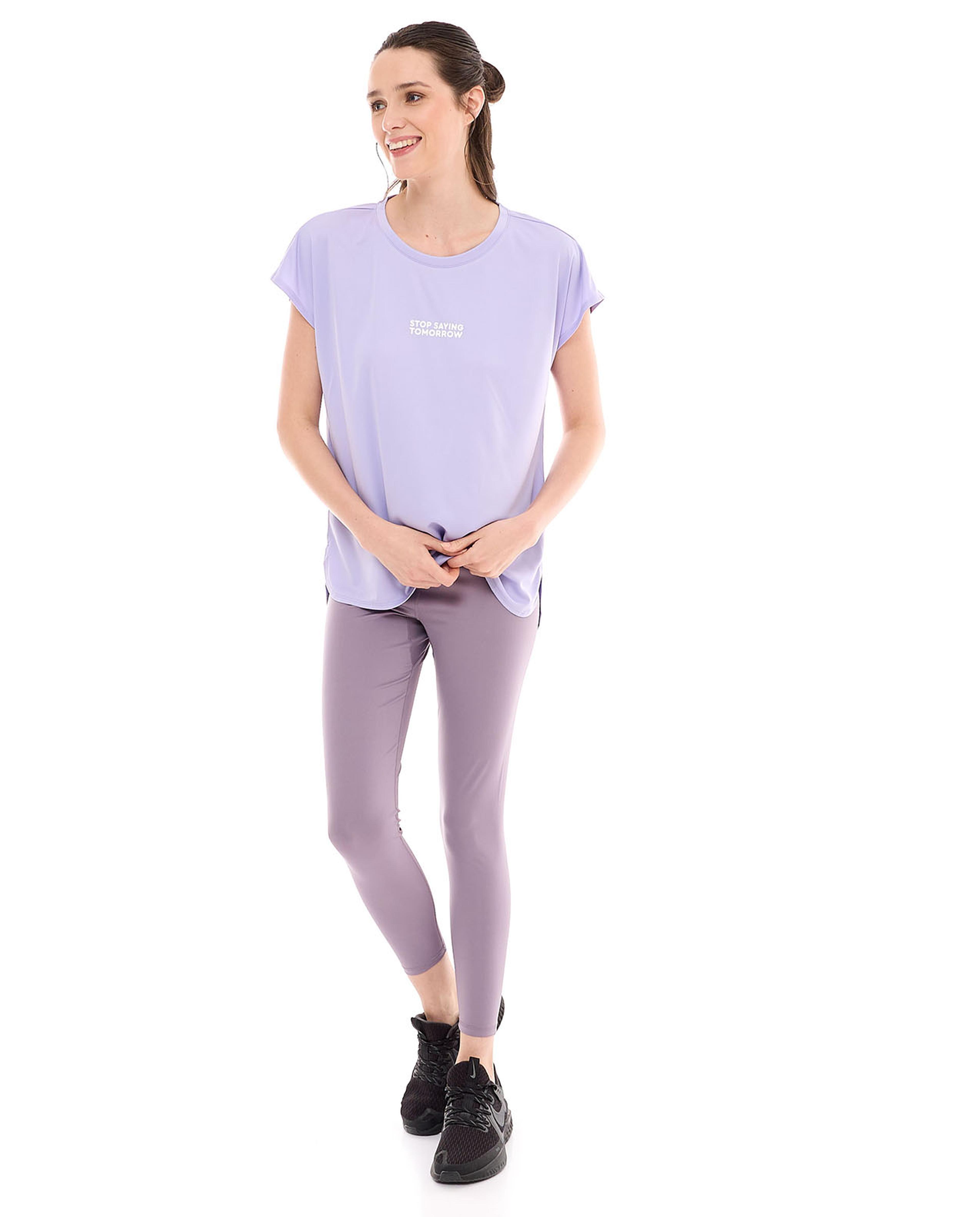 Printed Active T-Shirt with Crew Neck and Short Sleeves