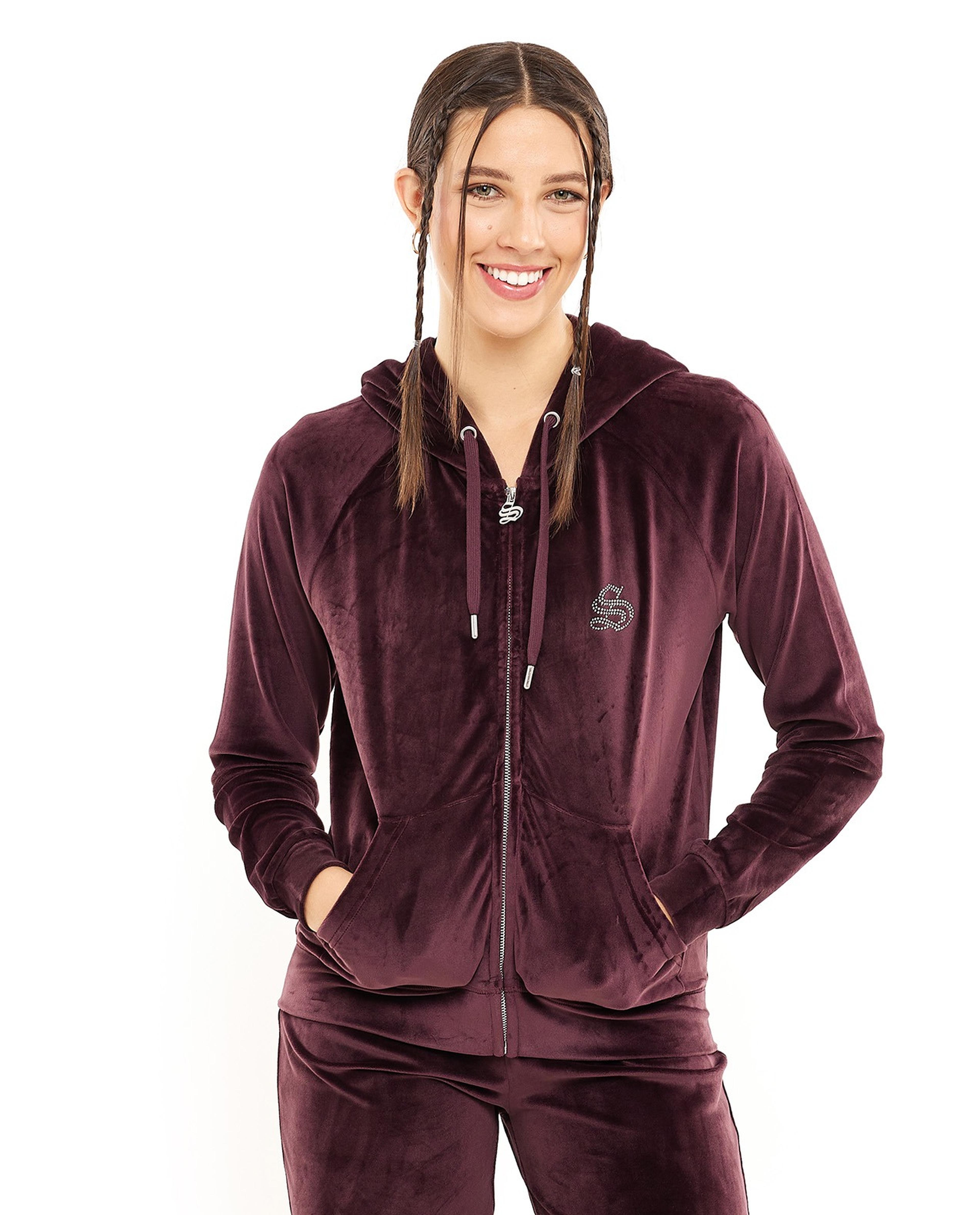 Studded Hooded Jacket with Zipper Closure