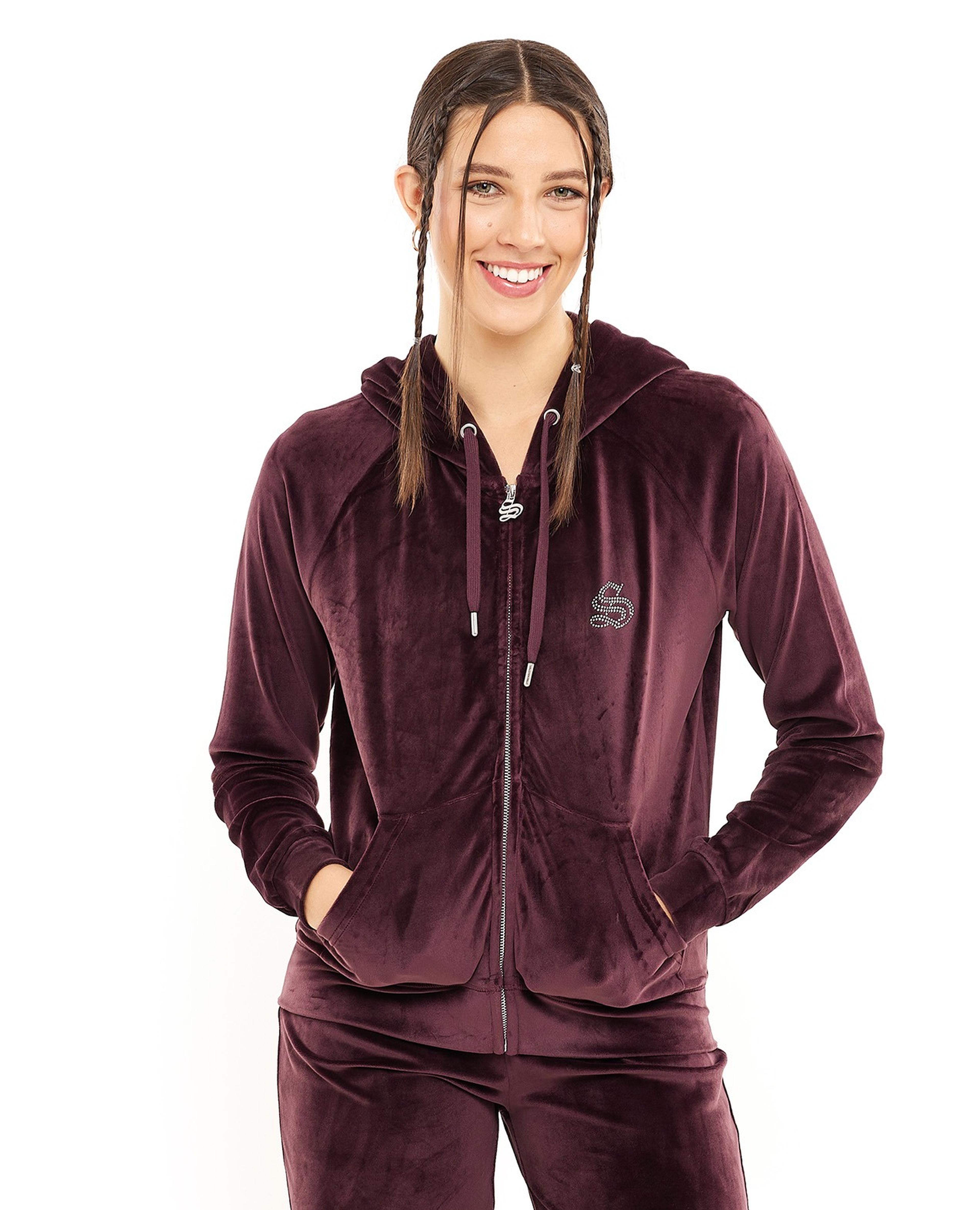 Studded Hooded Jacket with Zipper Closure