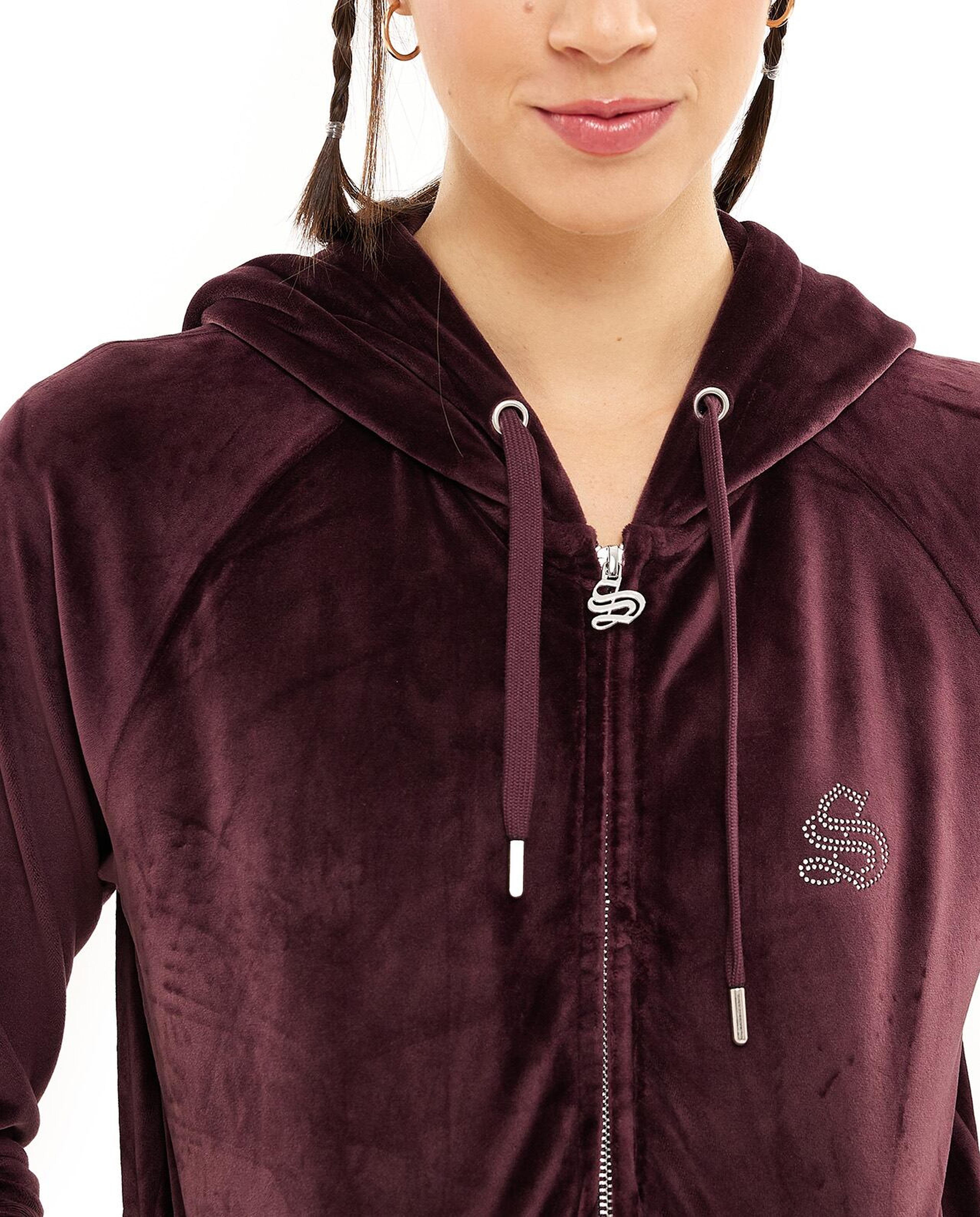 Studded Hooded Jacket with Zipper Closure