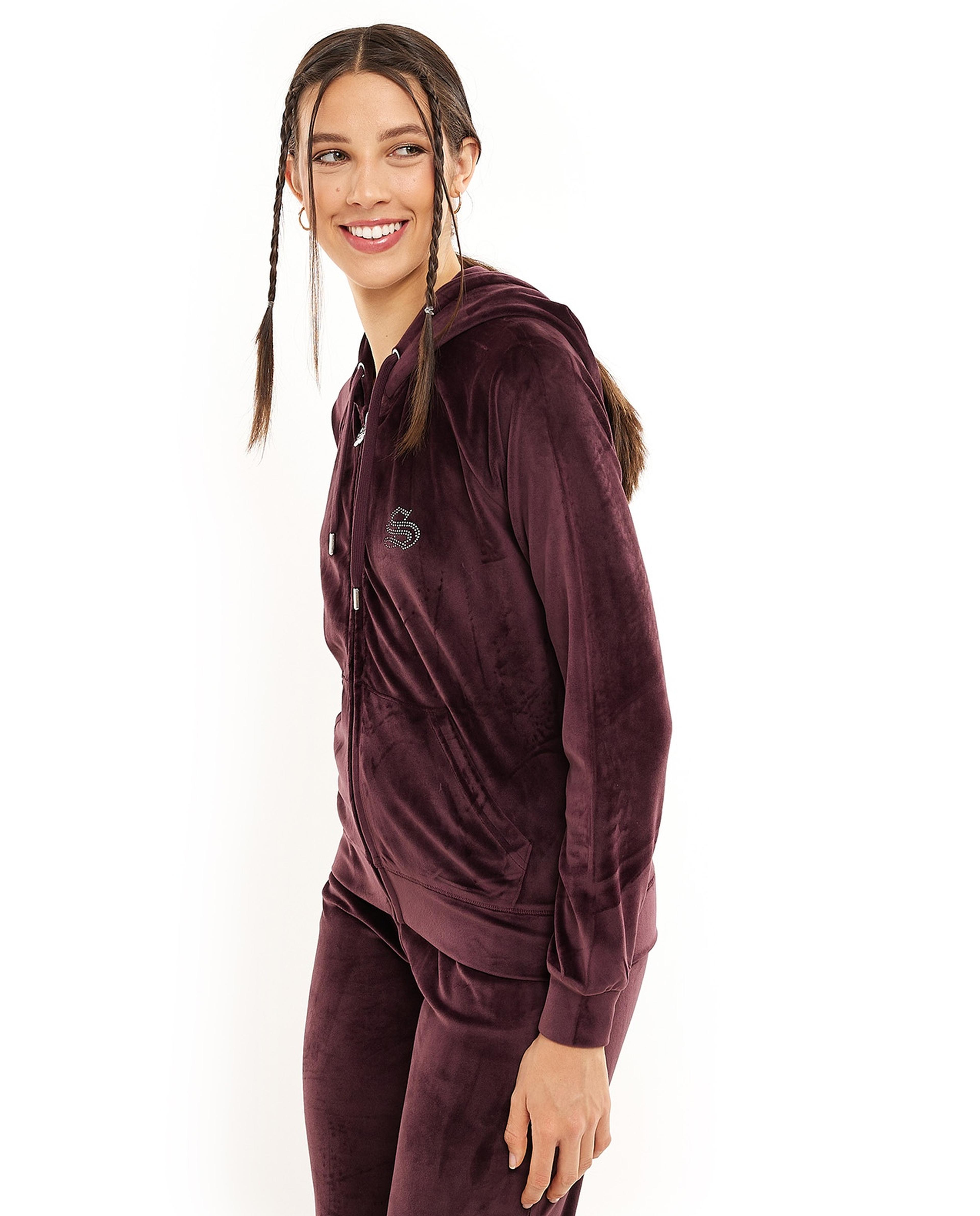 Studded Hooded Jacket with Zipper Closure