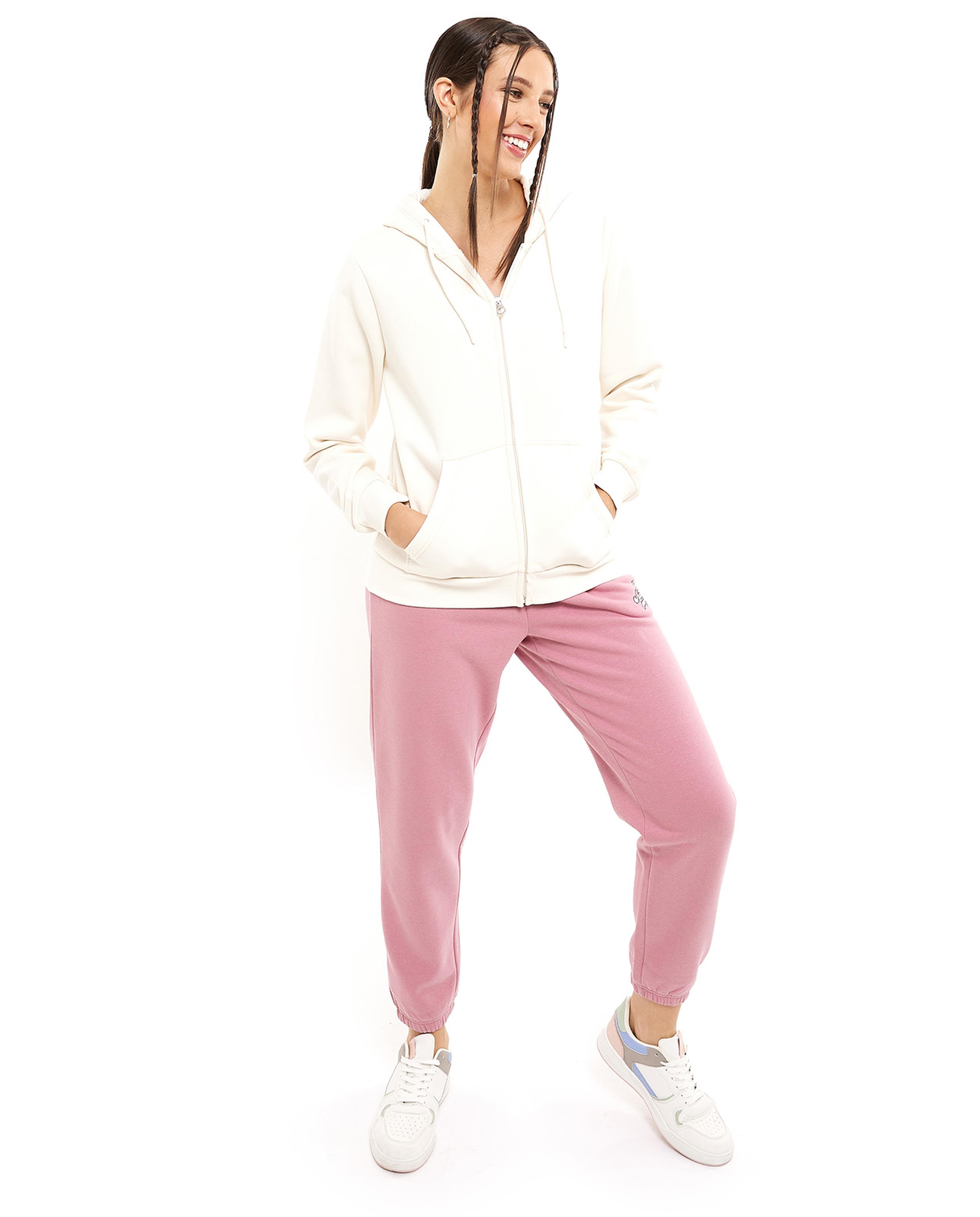 Solid Hooded Jacket with Zipper Closure