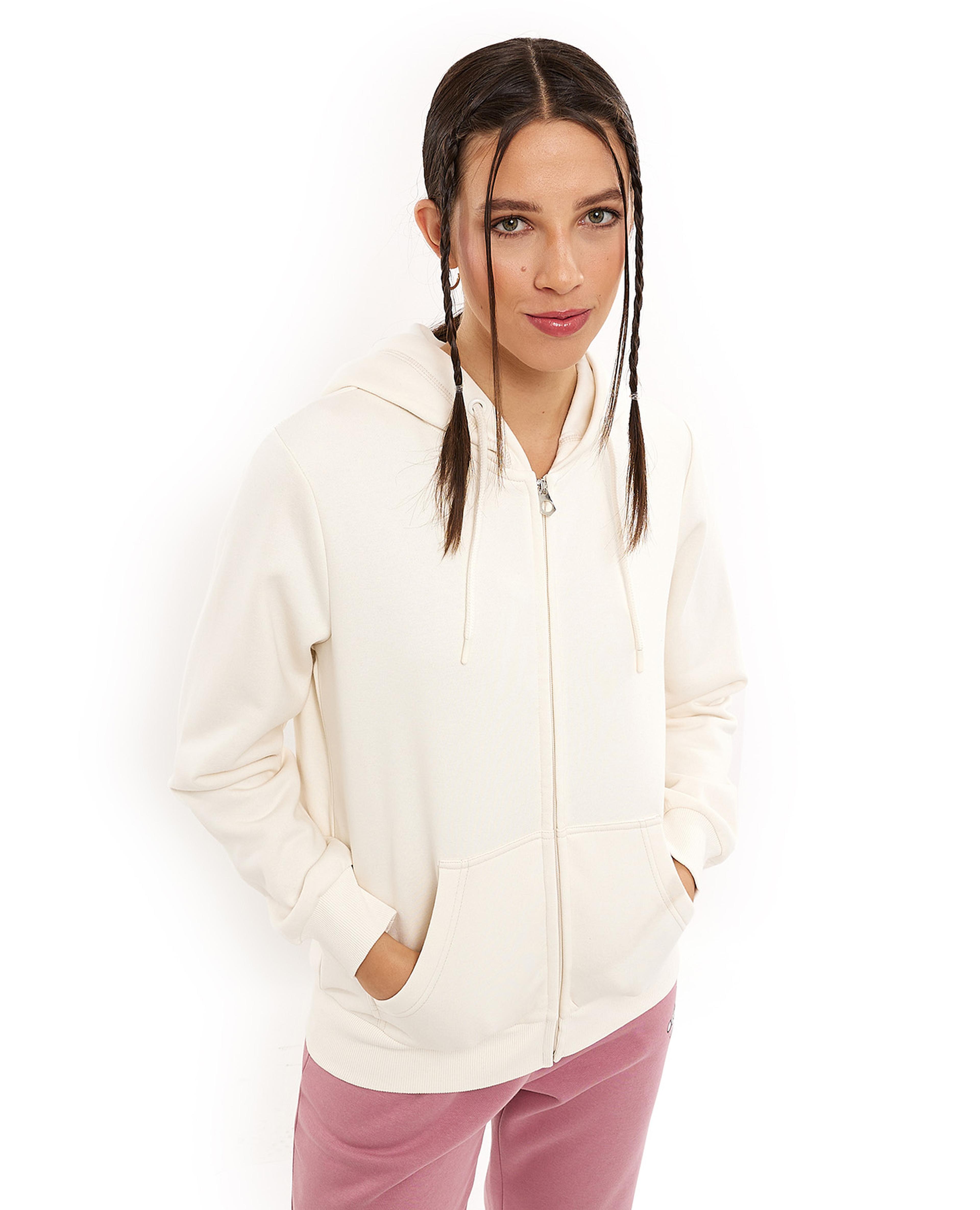 Solid Hooded Jacket with Zipper Closure