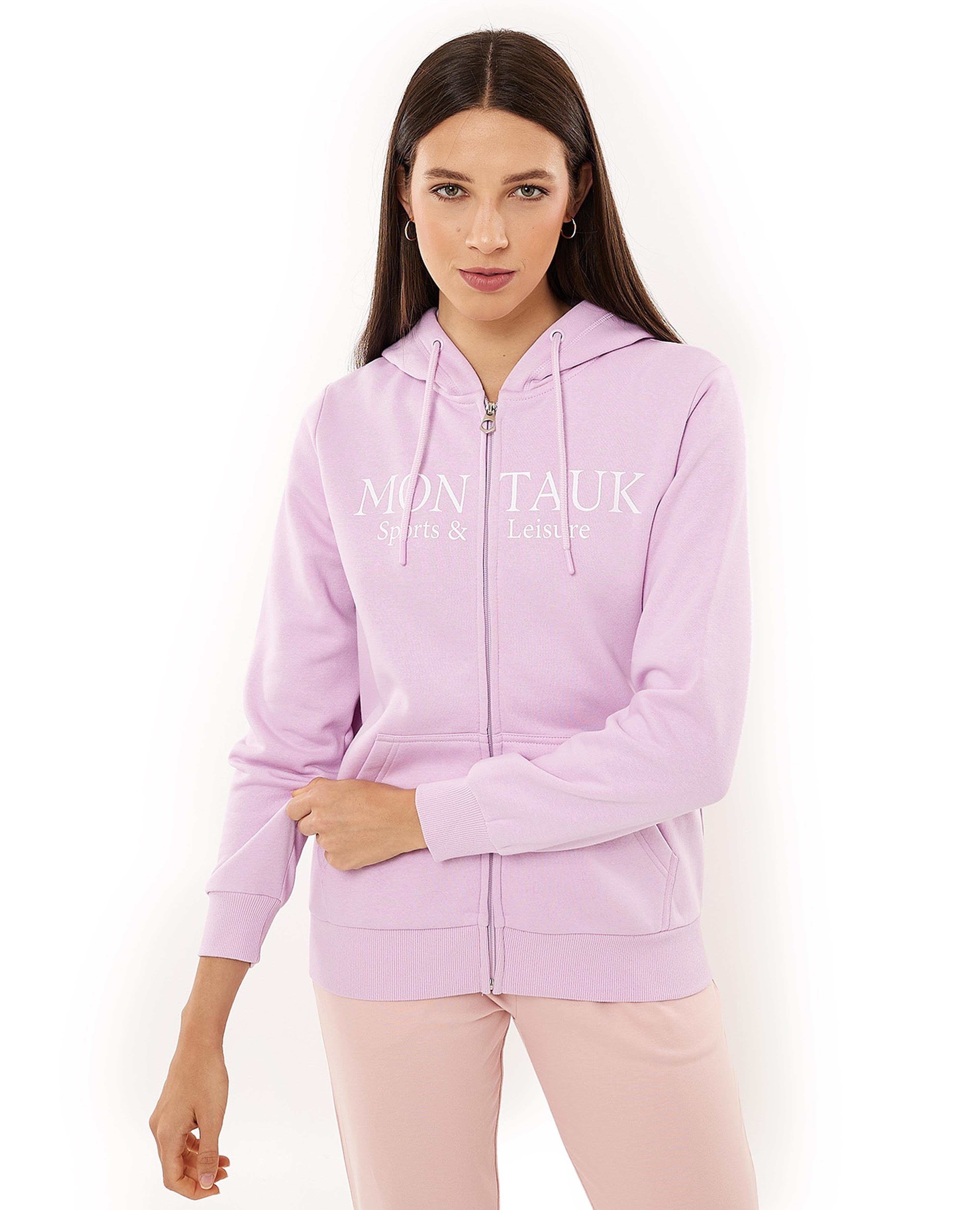 Printed Hooded Jacket with Zipper Closure