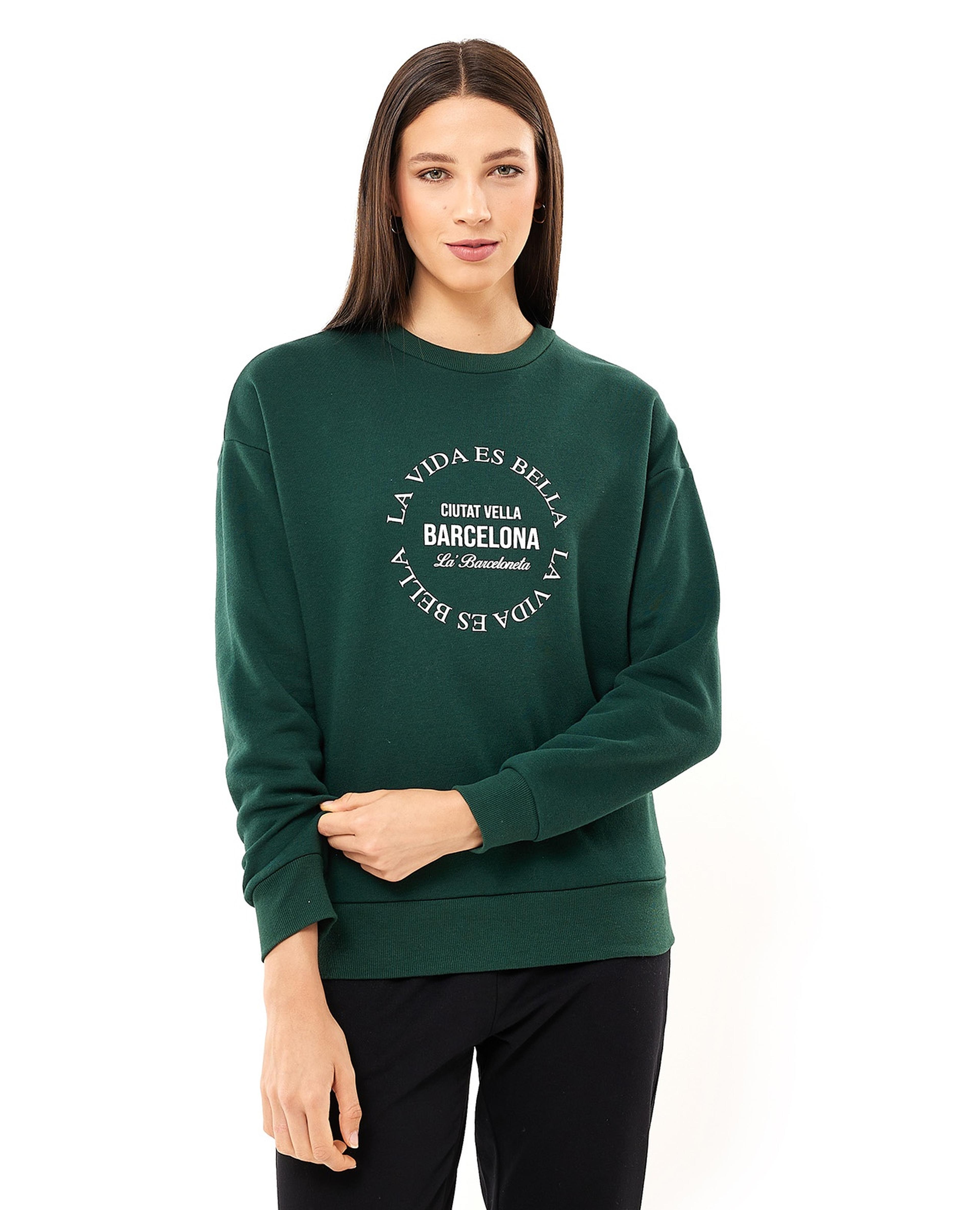 Printed Sweatshirt with Crew Neck and Long Sleeves