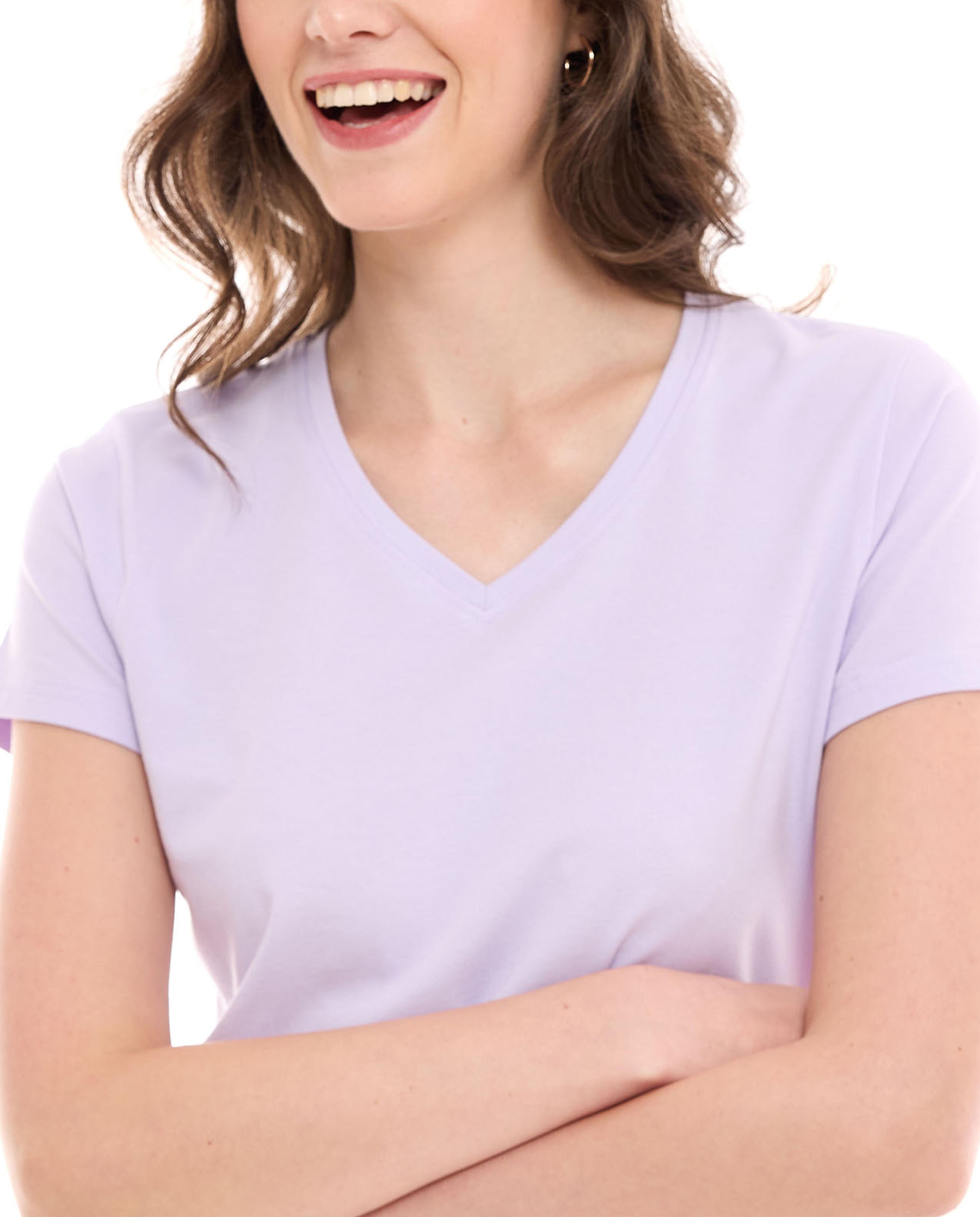 Solid T-Shirt with V-Neck and Short Sleeves