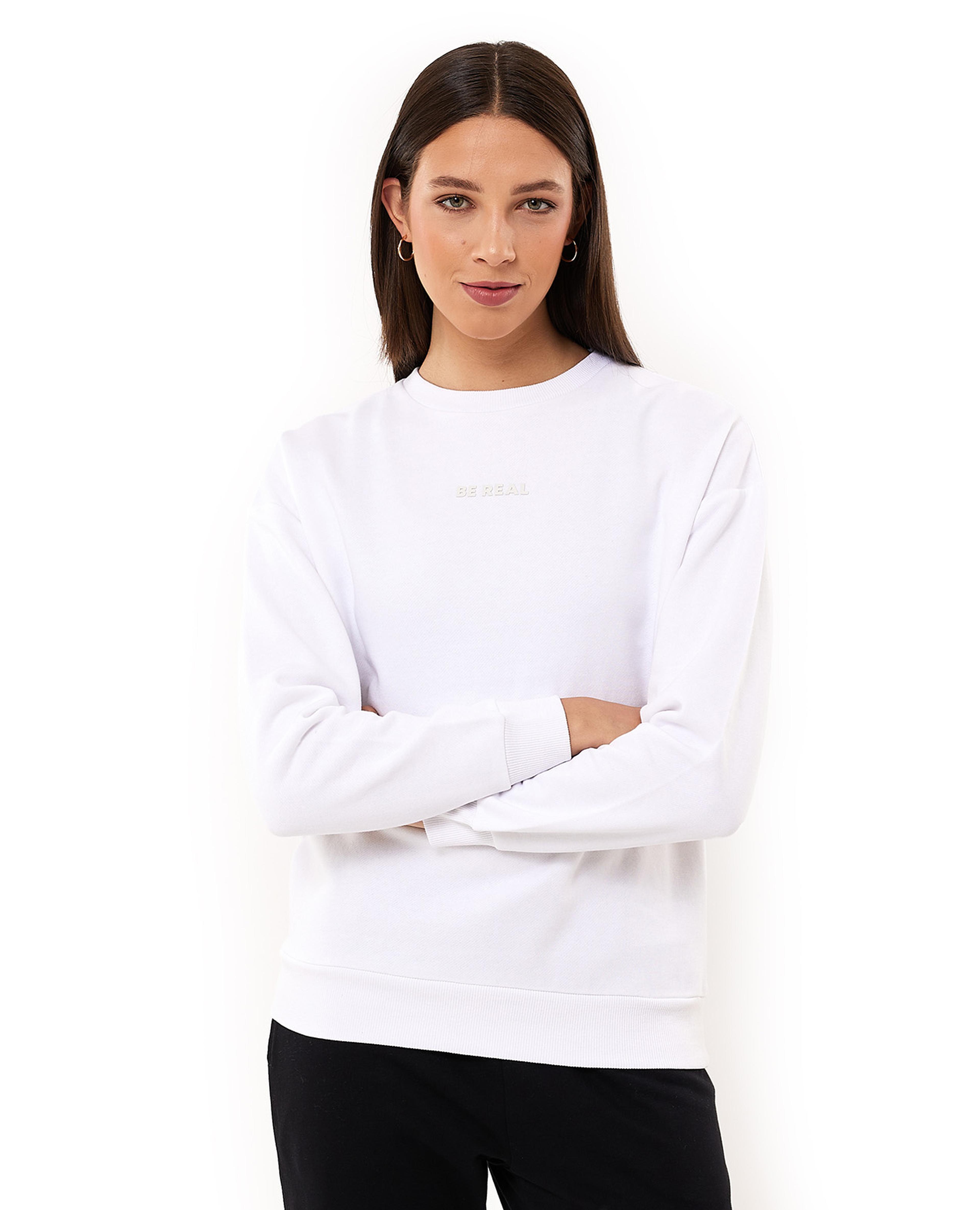 Print Detail Sweatshirt with Crew Neck and Long Sleeves