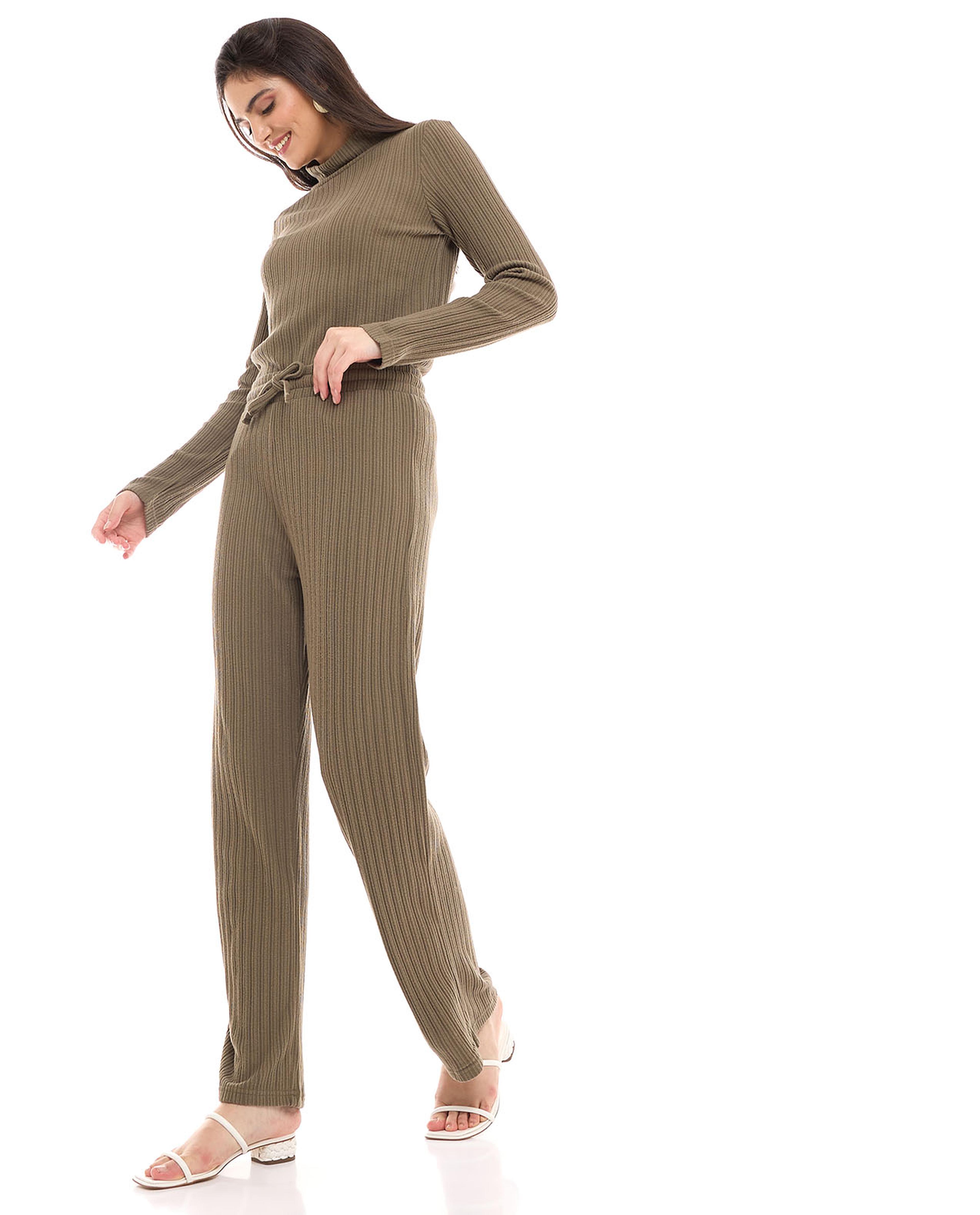 Knitted Pants with Drawstring Waist