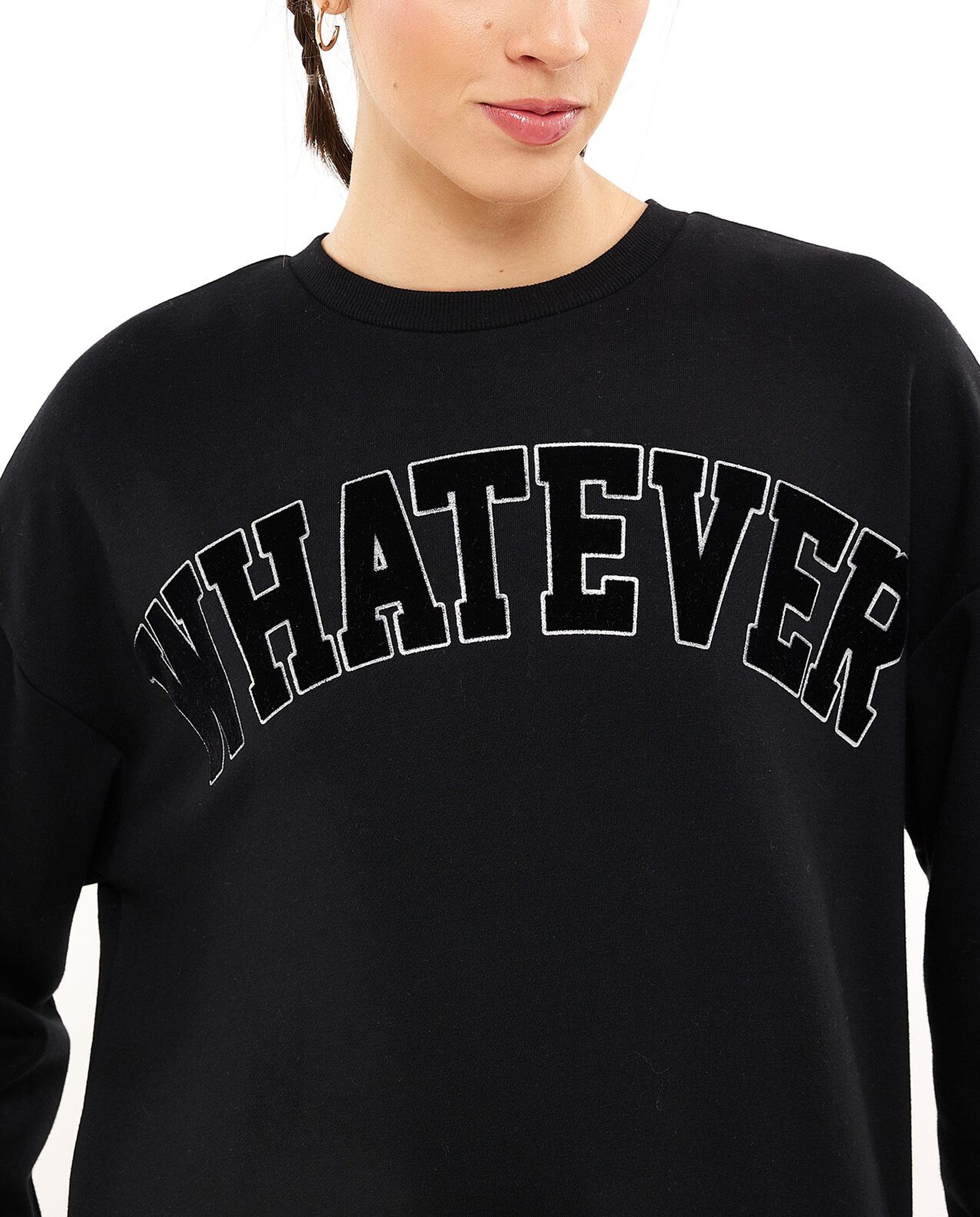 Appliqued Sweatshirt with Crew Neck and Long Sleeves