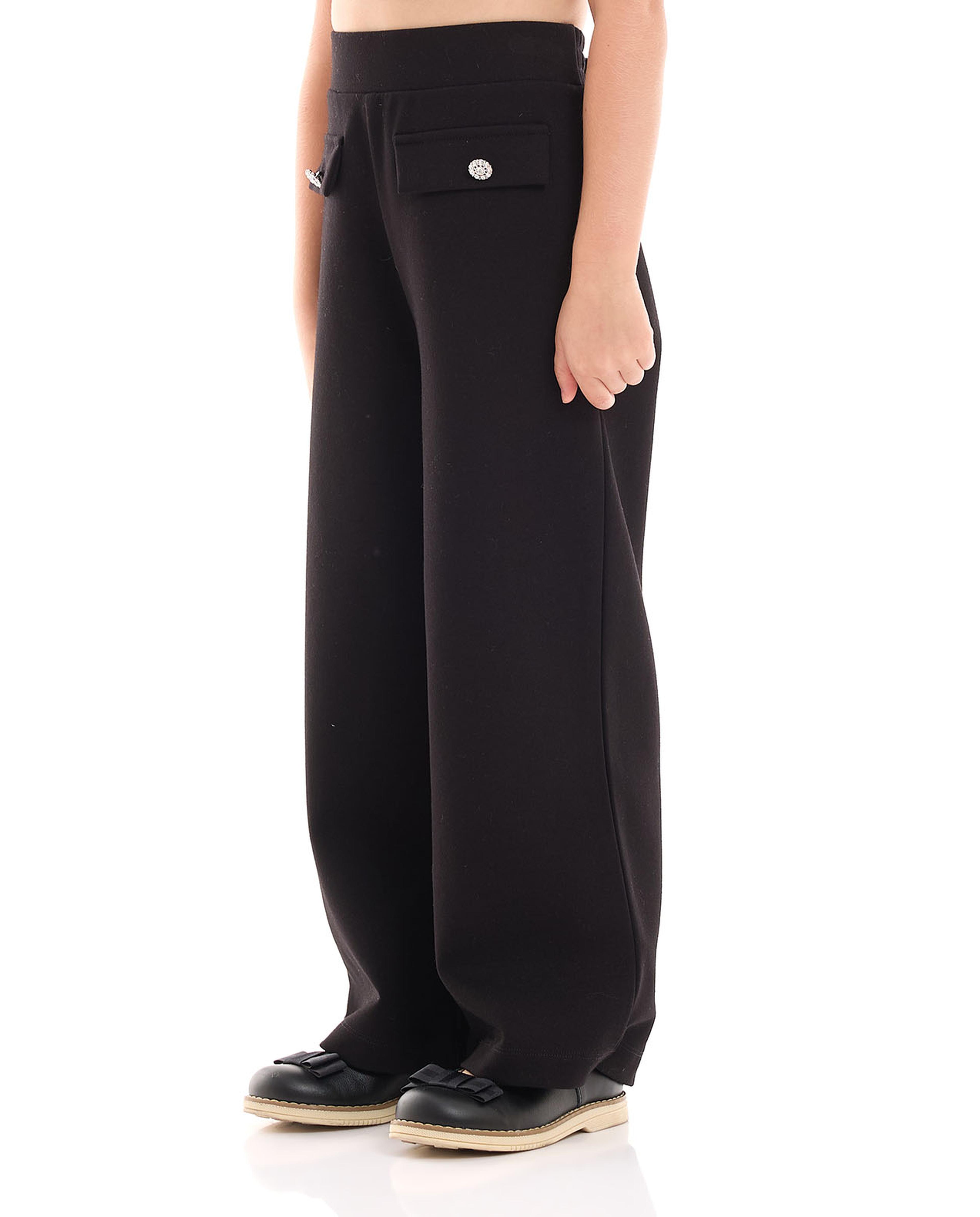 بنطال واسع سادة بخصر مرن