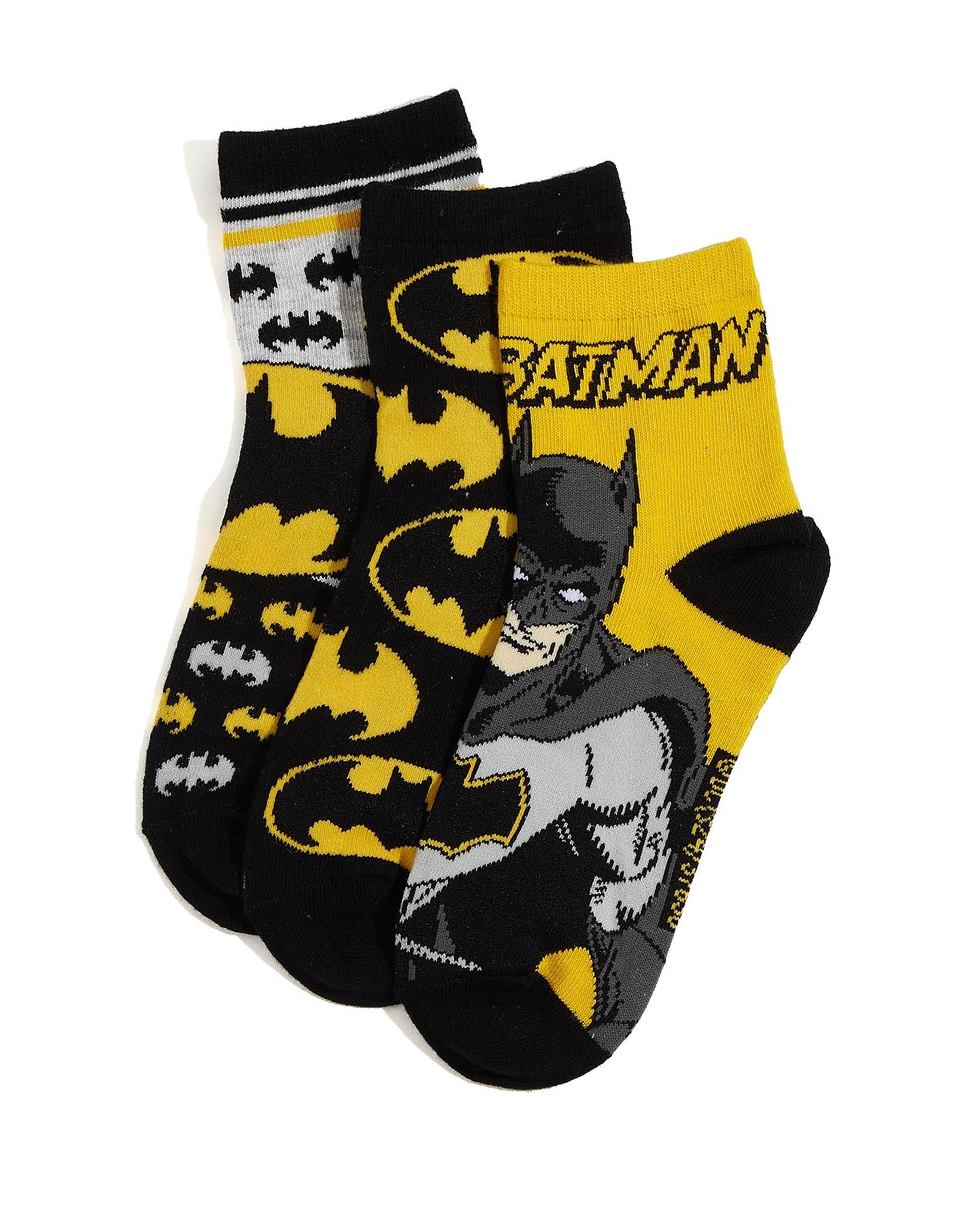 3 Pack Batman Print Ankle Socks