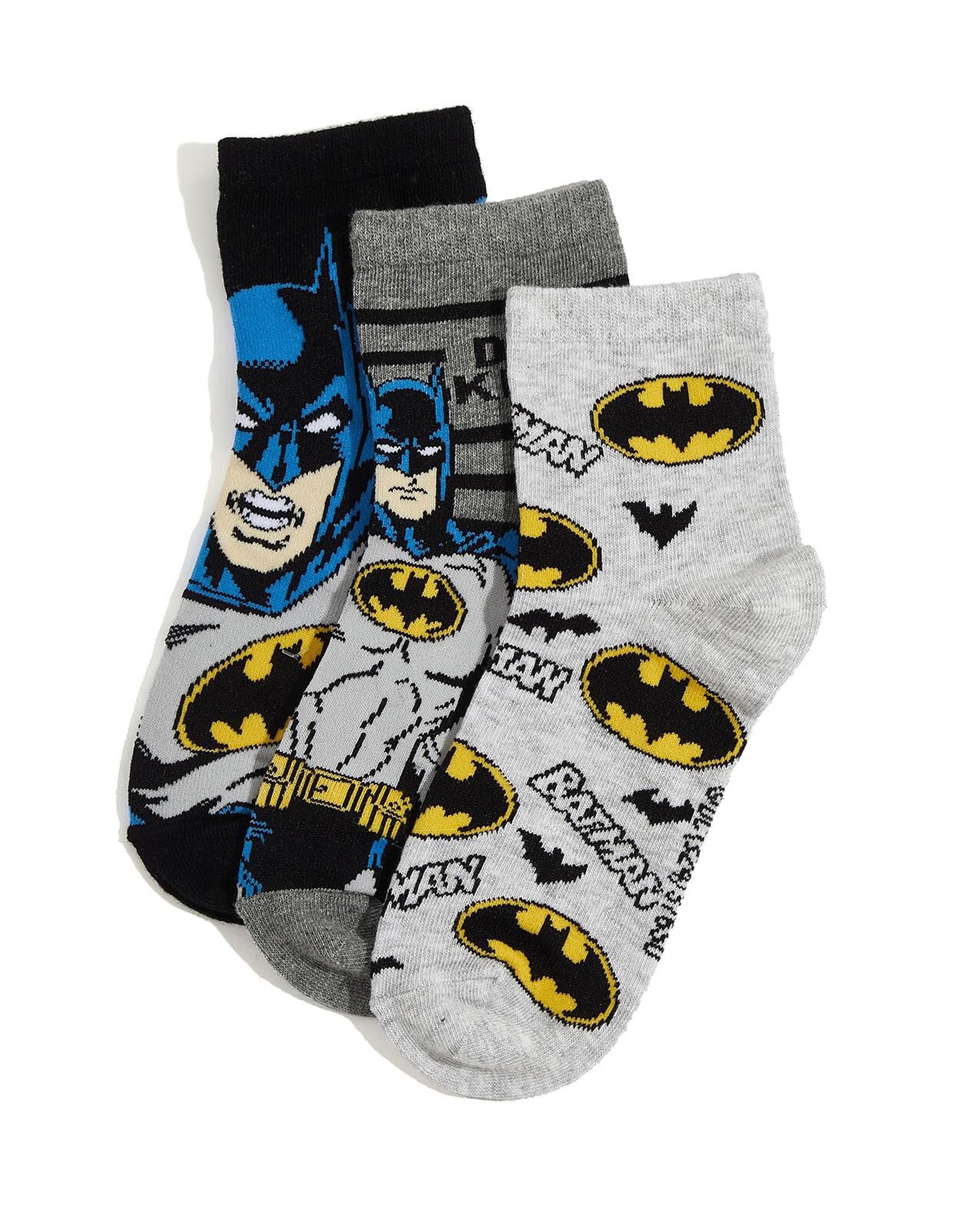 3 Pack Batman Print Ankle Socks